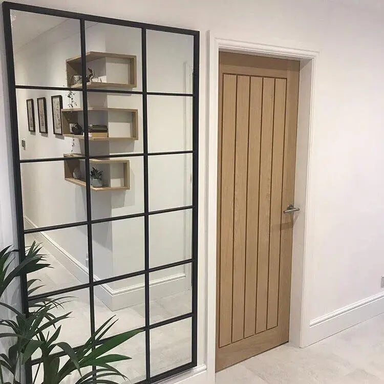 Brooklyn - Miroir Fenêtre Pleine Longueur en Métal Noir Mat - 180 x 90 cm Center Kasa