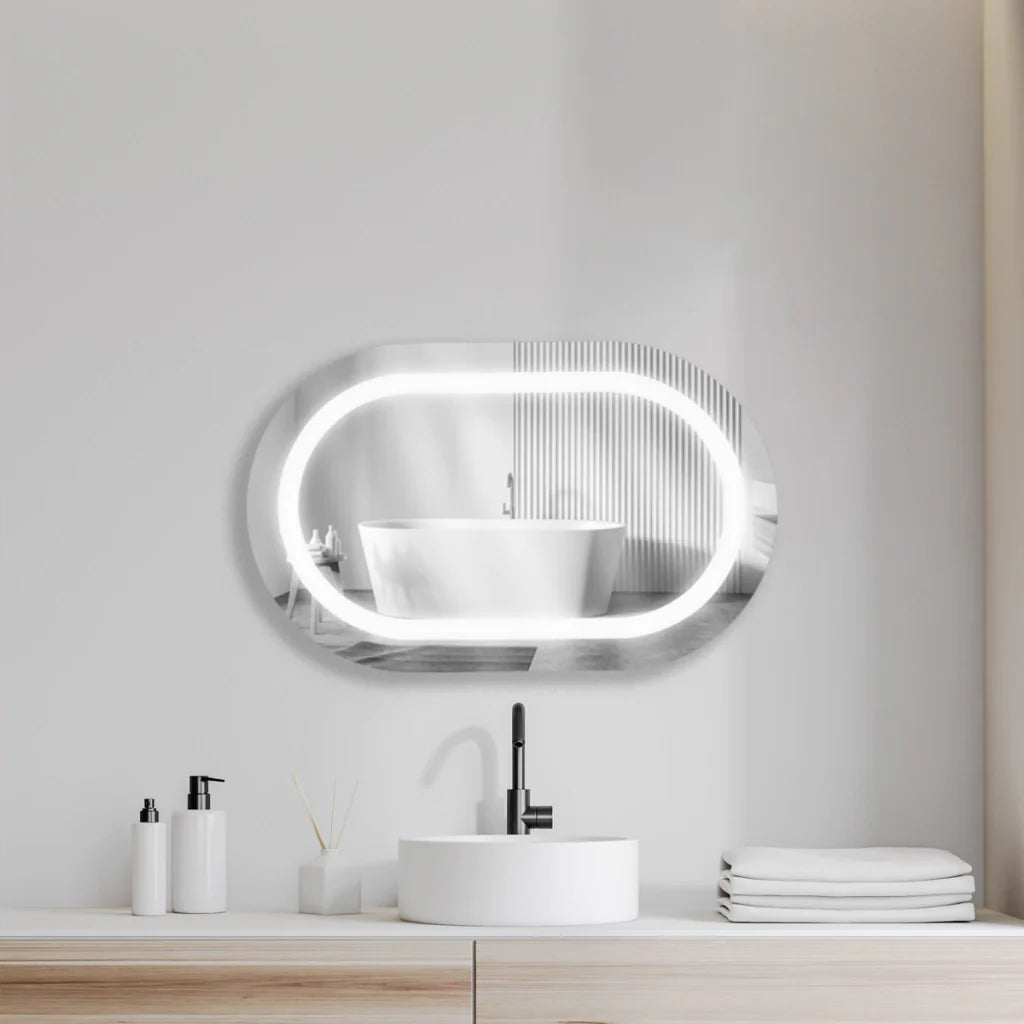 Miroir capsule en verre dépoli avec LED Center Kasa