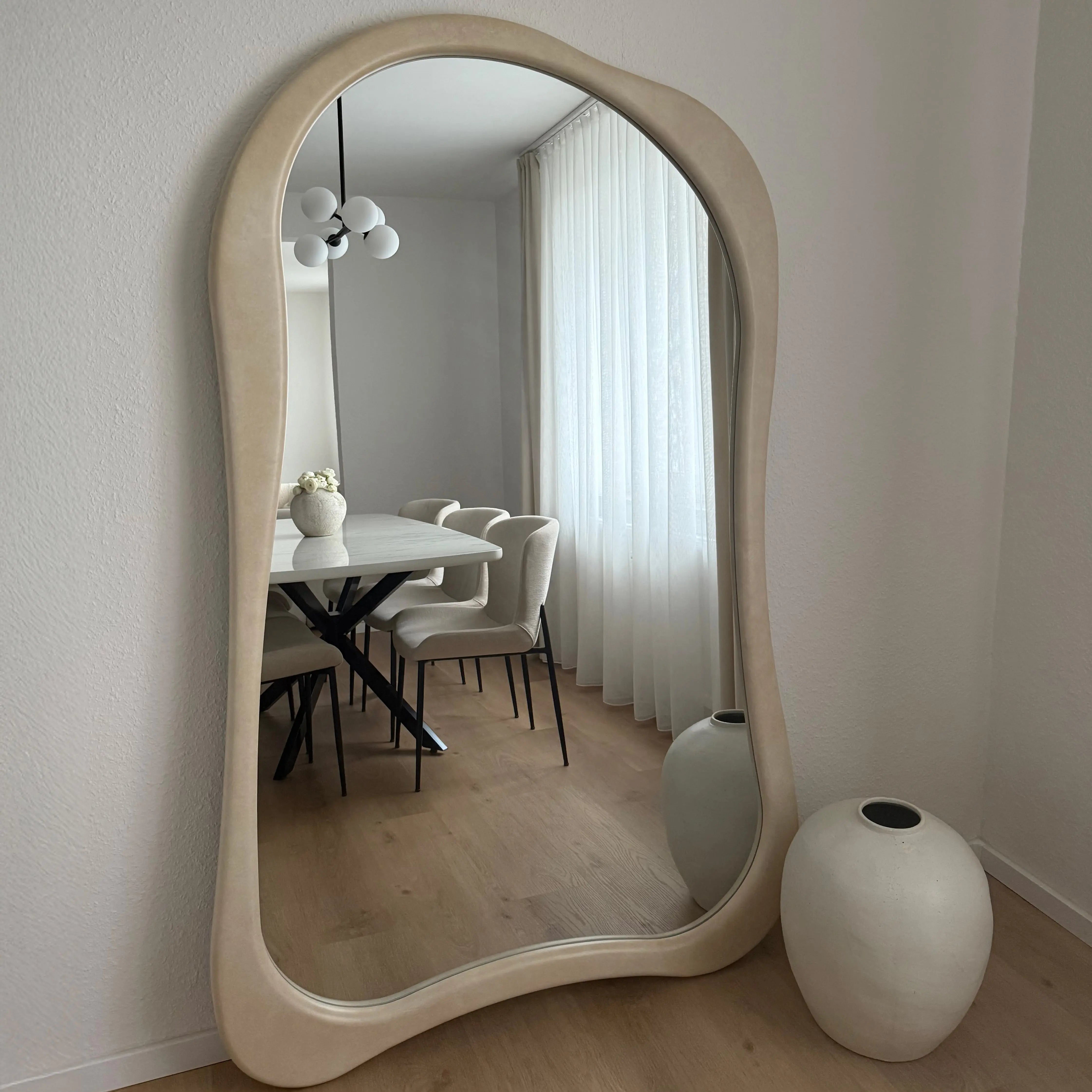 Arcurva - Grand Miroir Irrégulier Design Béton 190 cm x 120 cm Center Kasa