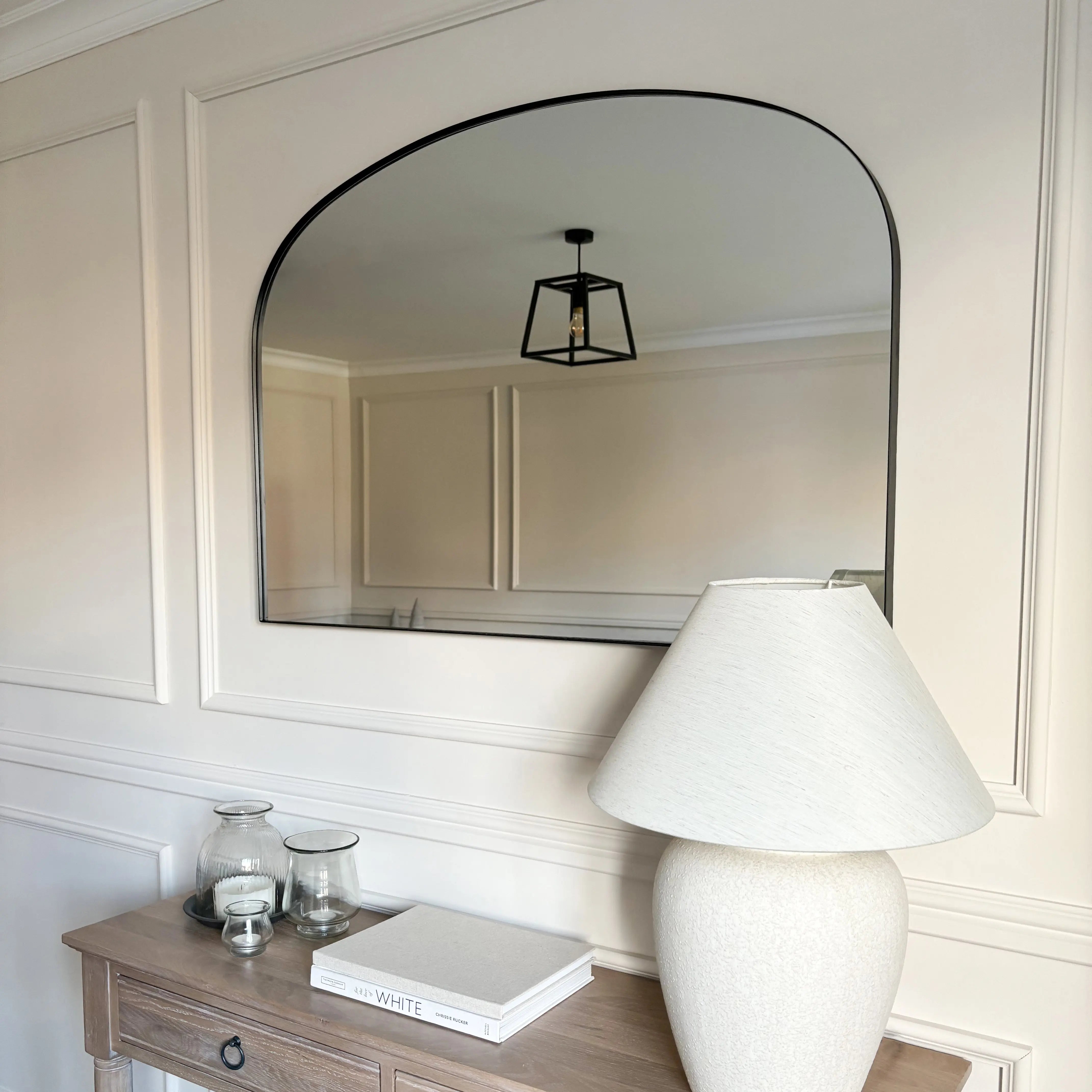 Aria - Miroir Mural sur Cheminée en Métal Noir Mat - 100 x 70 cm Center Kasa