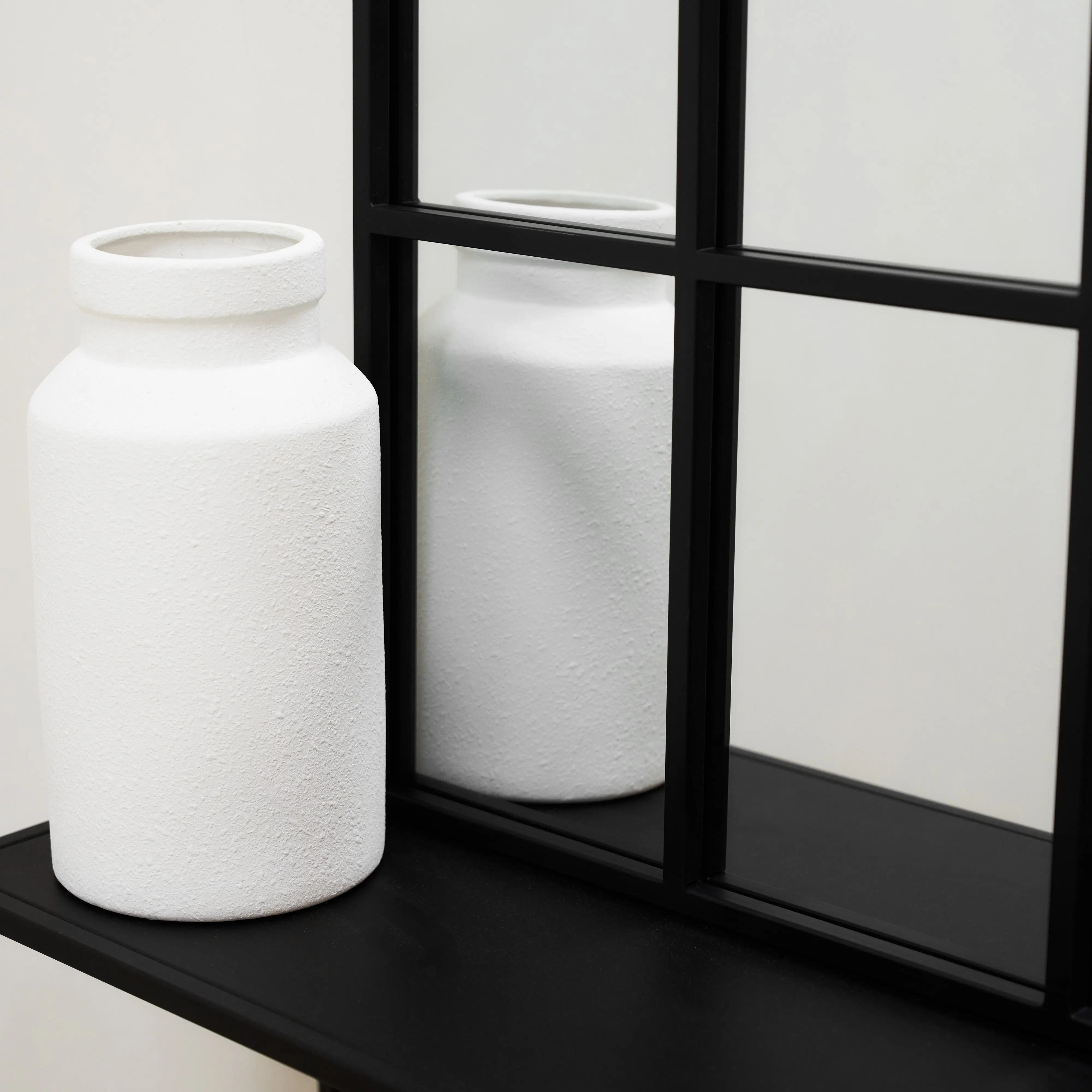 Miroir de Fenêtre Arqué en Métal Noir de Style Industriel - 120 cm x 80 cm Center Kasa