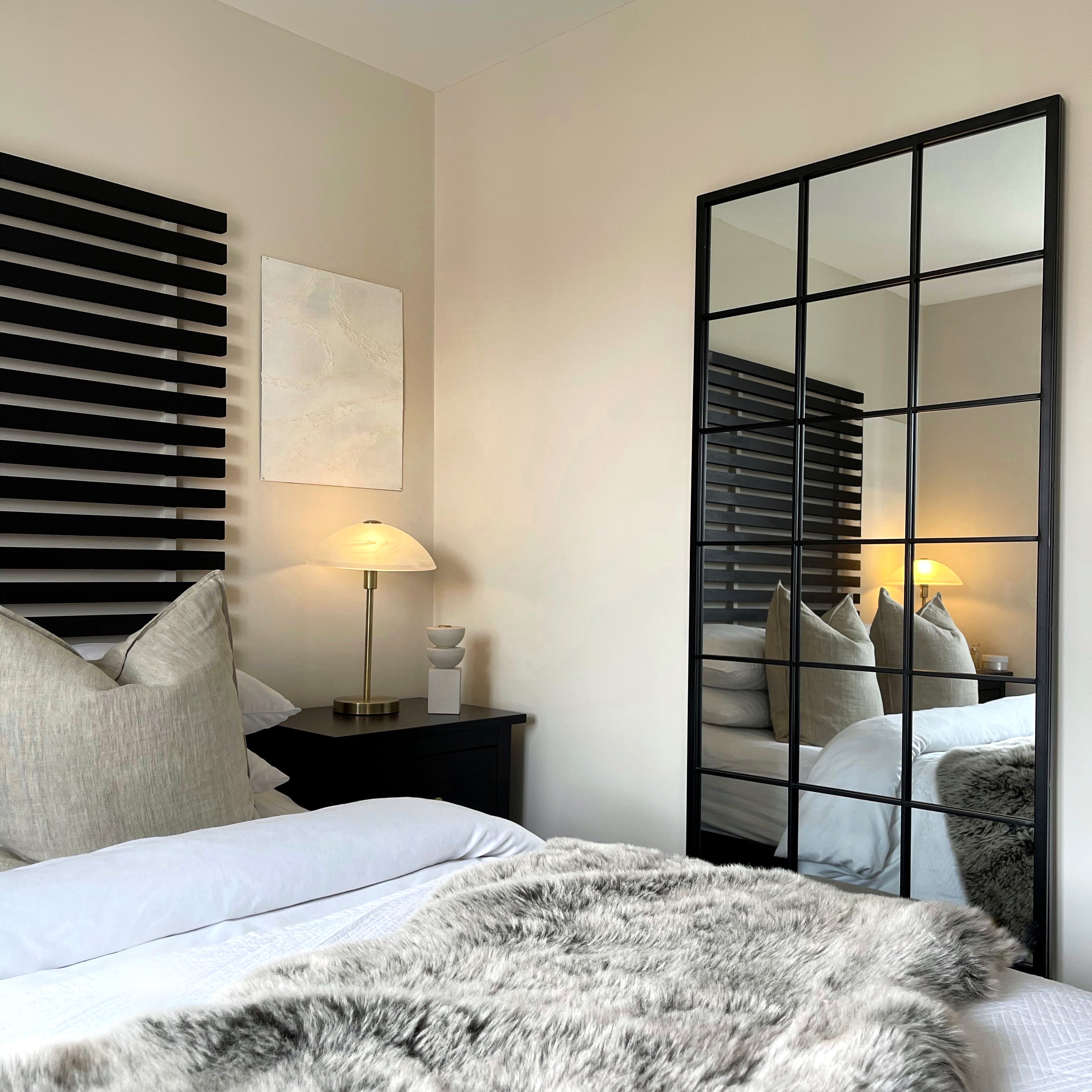 Brooklyn - Miroir de Fenêtre Industriel en Métal Noir - 140cm x 70cm Center Kasa