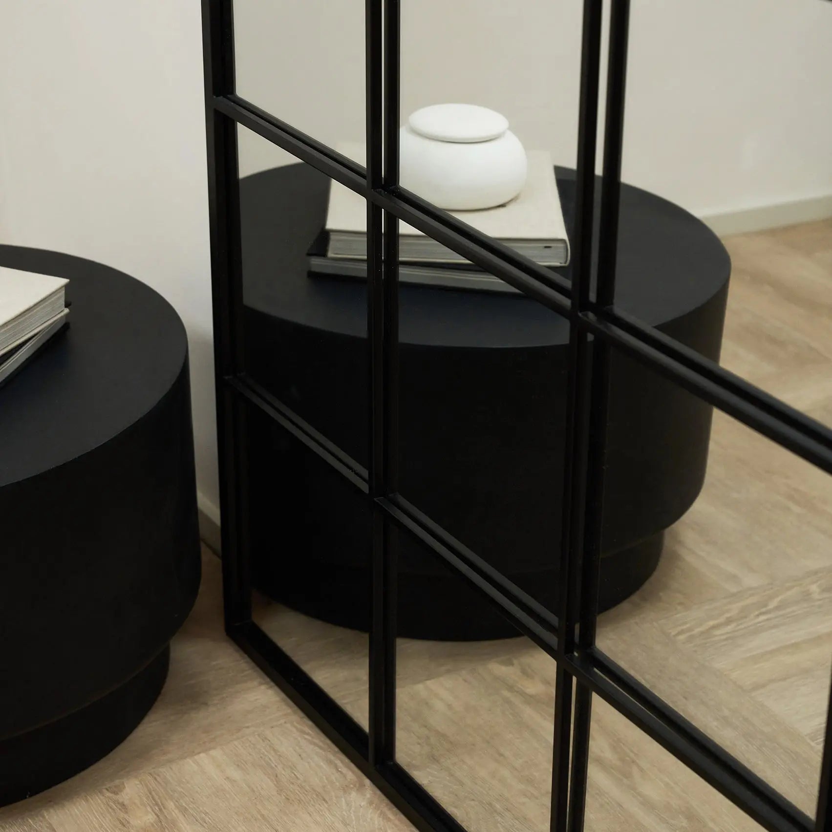 Miroir Arqué Brooklyn - Grand Miroir Mural et de Jardin Industriel en Métal Noir - 200 cm x 120 cm Center Kasa