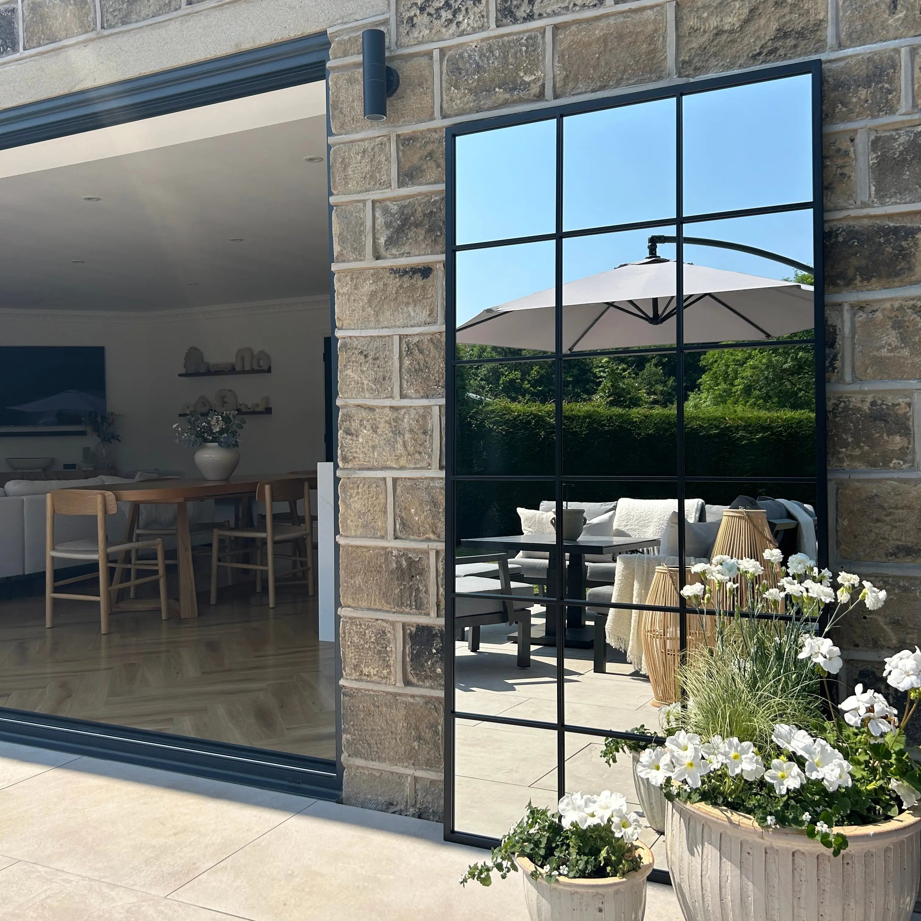 Brooklyn - Miroir Fenêtre Pleine Longueur en Métal Noir Mat - 180 x 90 cm Center Kasa