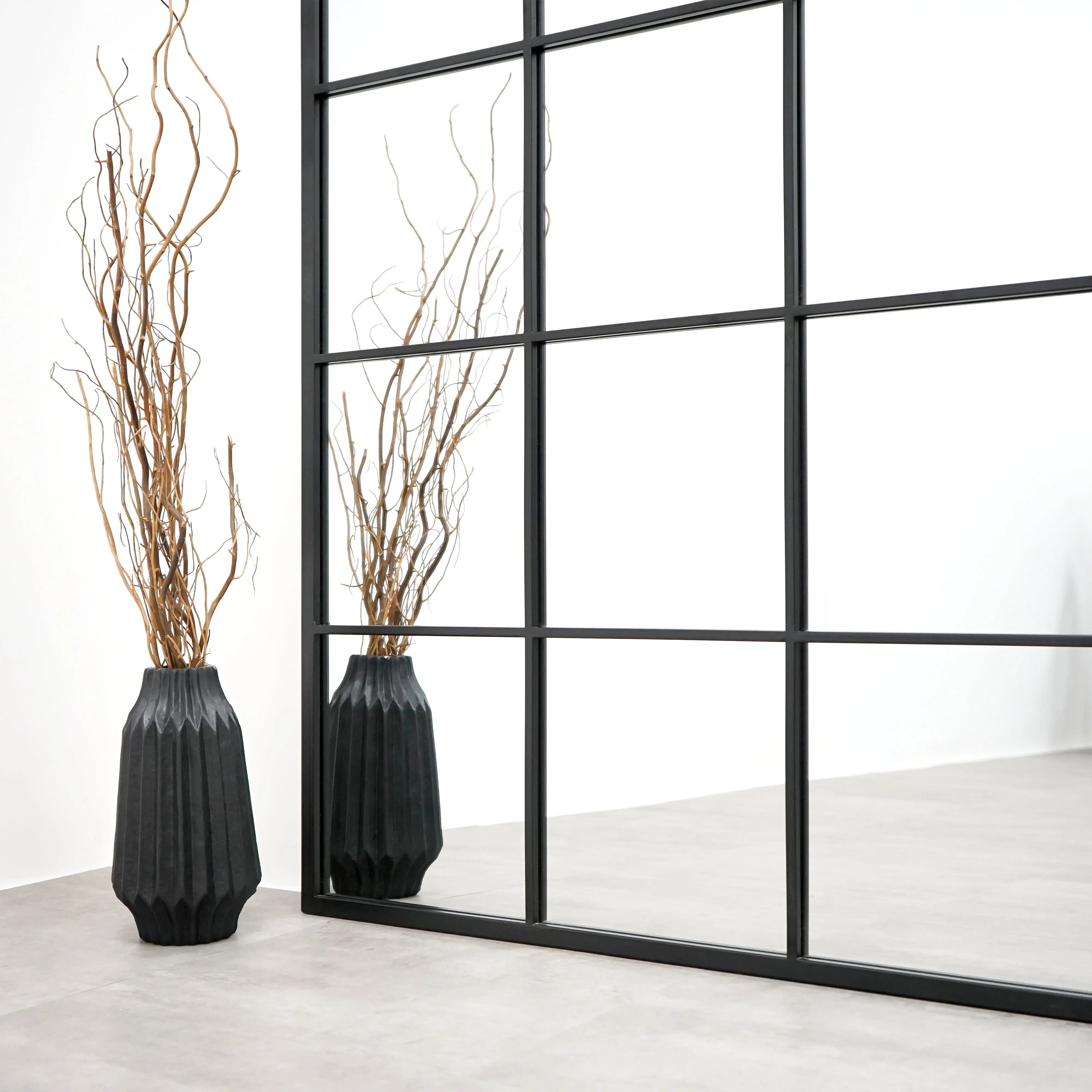 Miroir Brooklyn Noir Pleine Longueur en Métal - Design Verrière Industrielle - 210 cm x 120 cm Center Kasa