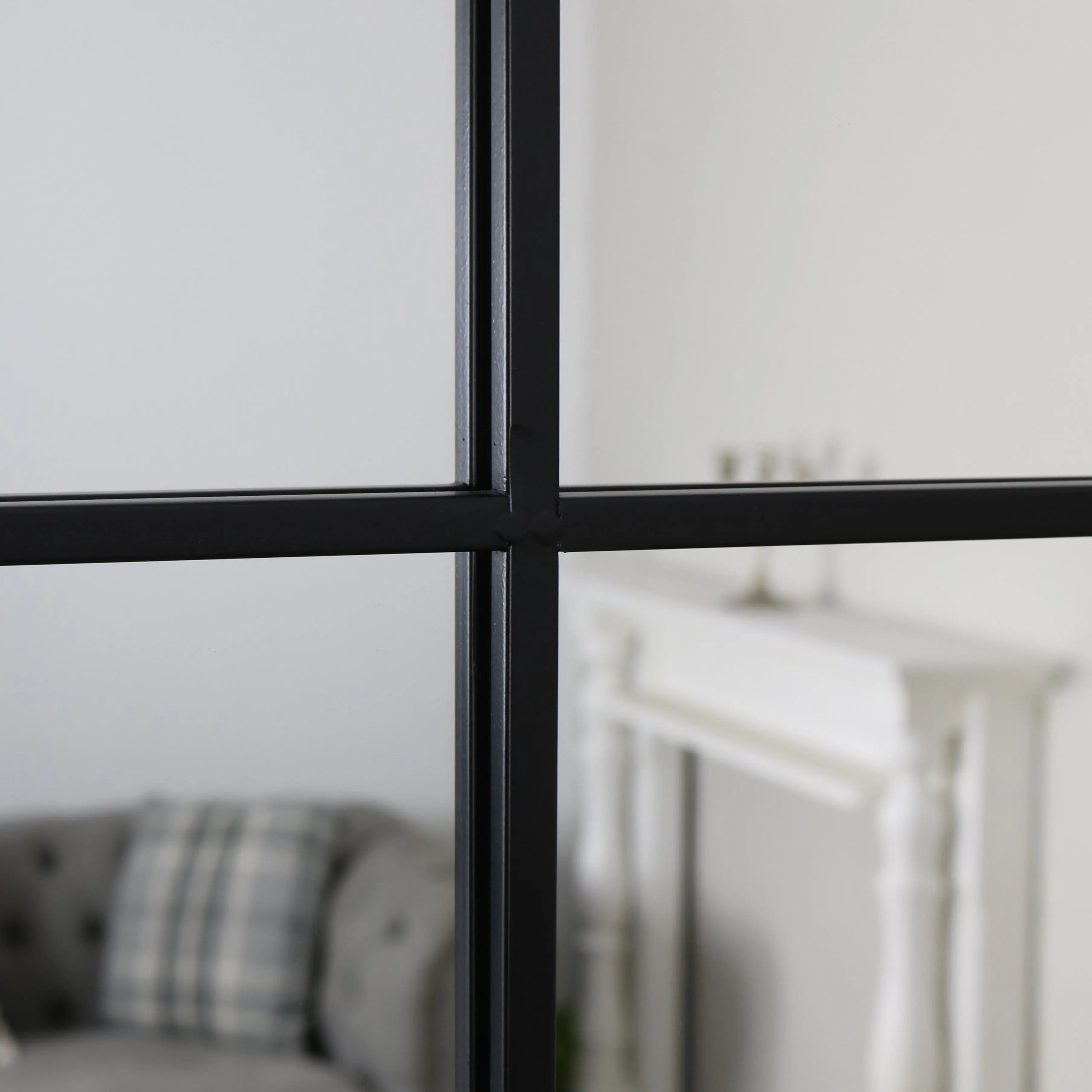 Miroir Mural Industriel Style Verrière Brooklyn - Métal Noir Mat 120 x 80 cm Center Kasa