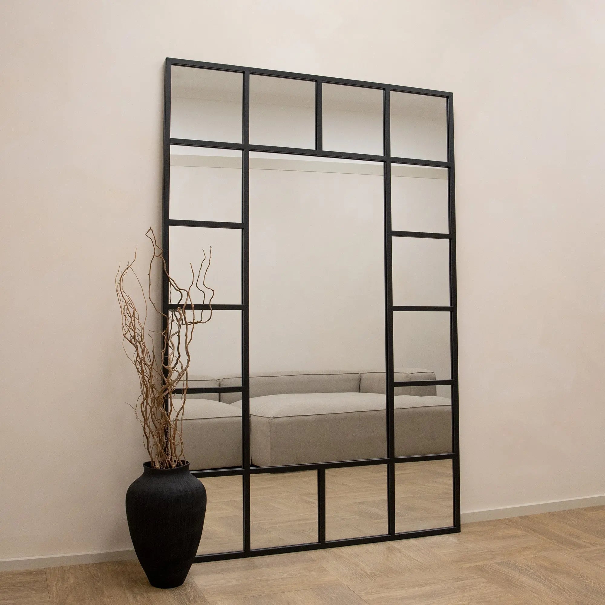 Miroir de Fenêtre Industriel Camden - Métal Noir Mat - 179 cm x 119 cm Center Kasa