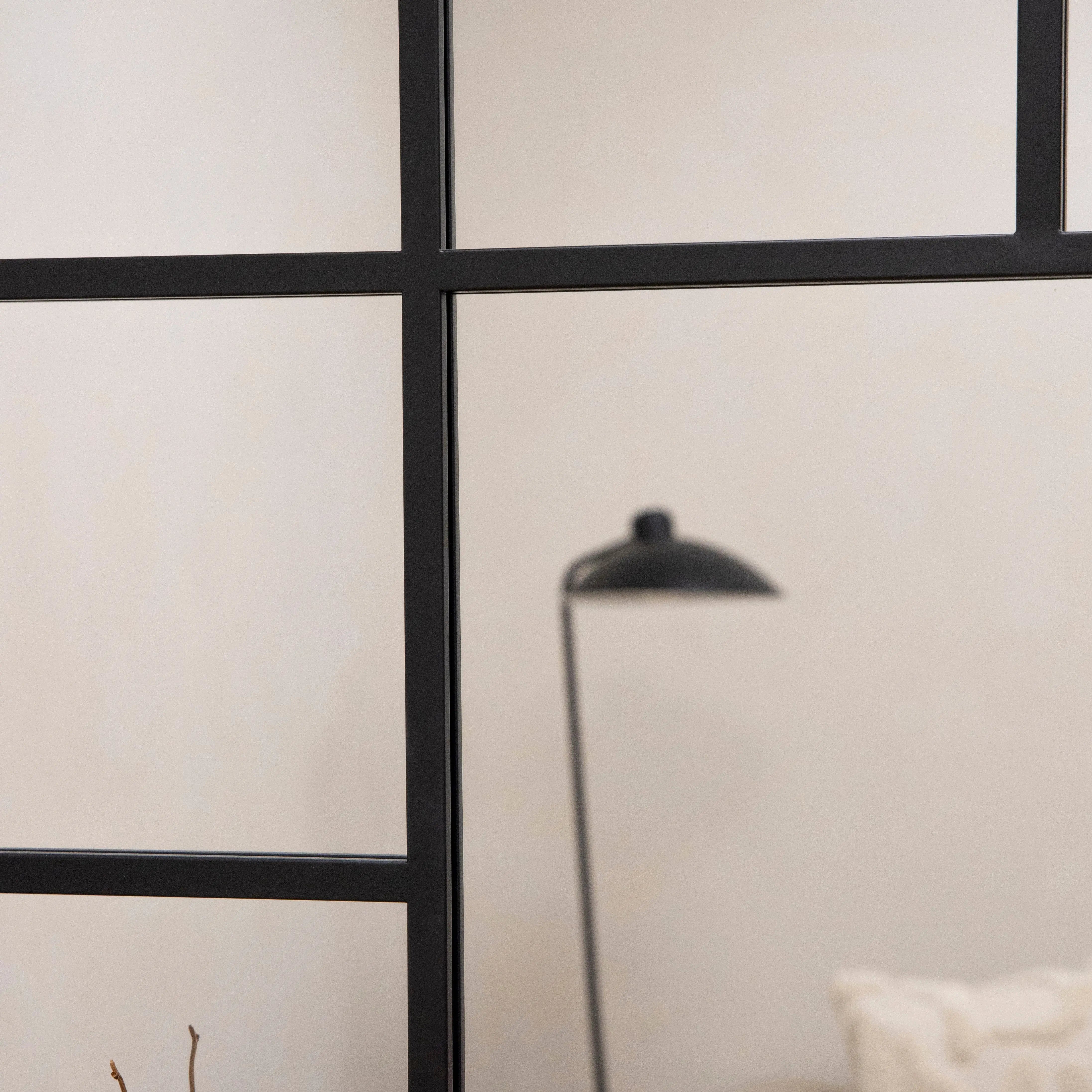 Miroir de Fenêtre Industriel Camden - Métal Noir Mat - 179 cm x 119 cm Center Kasa