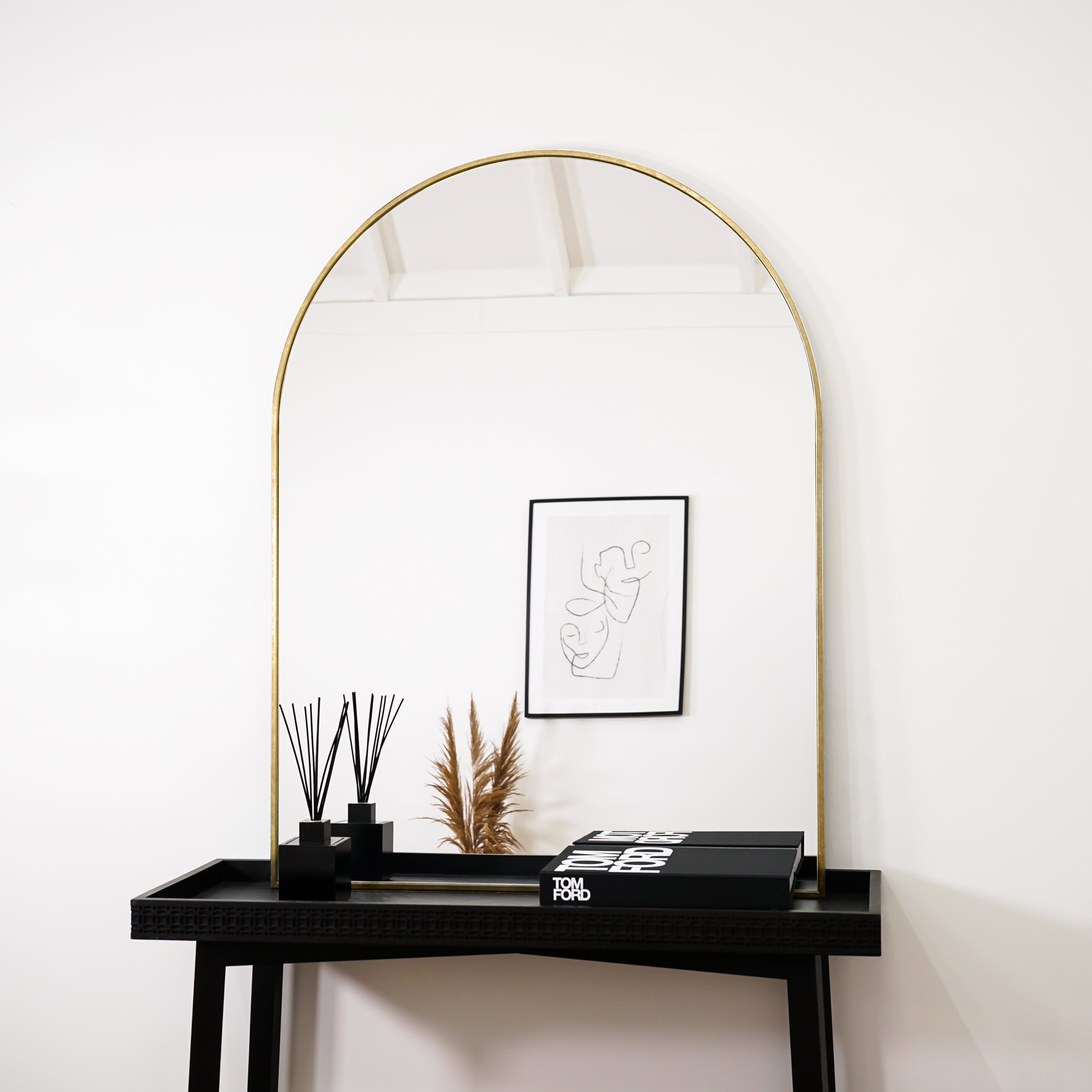 Miroir à Trumeau Arqué en Métal Doré - Design Minimaliste 120 cm x 90 cm Center Kasa