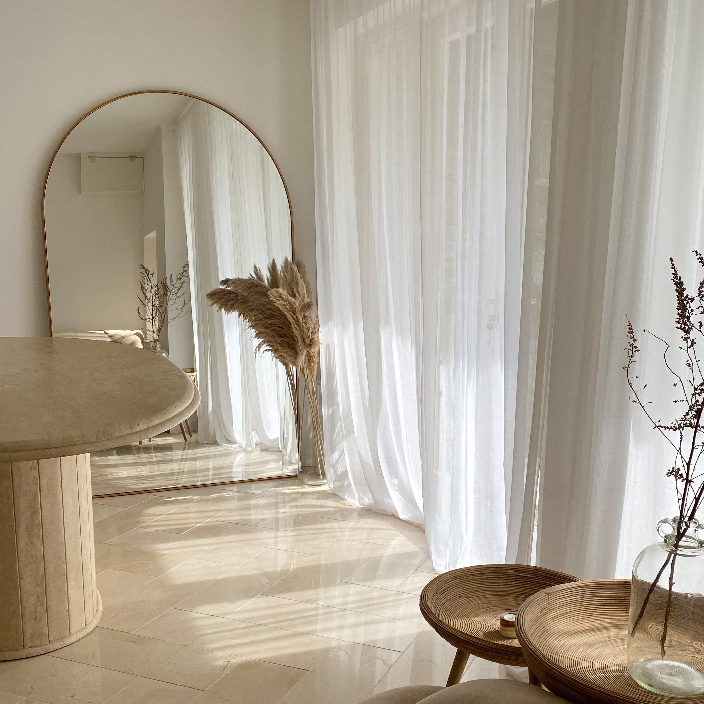 Miroir Arqué Mural Large en Métal Doré - 180 cm x 110 cm Center Kasa