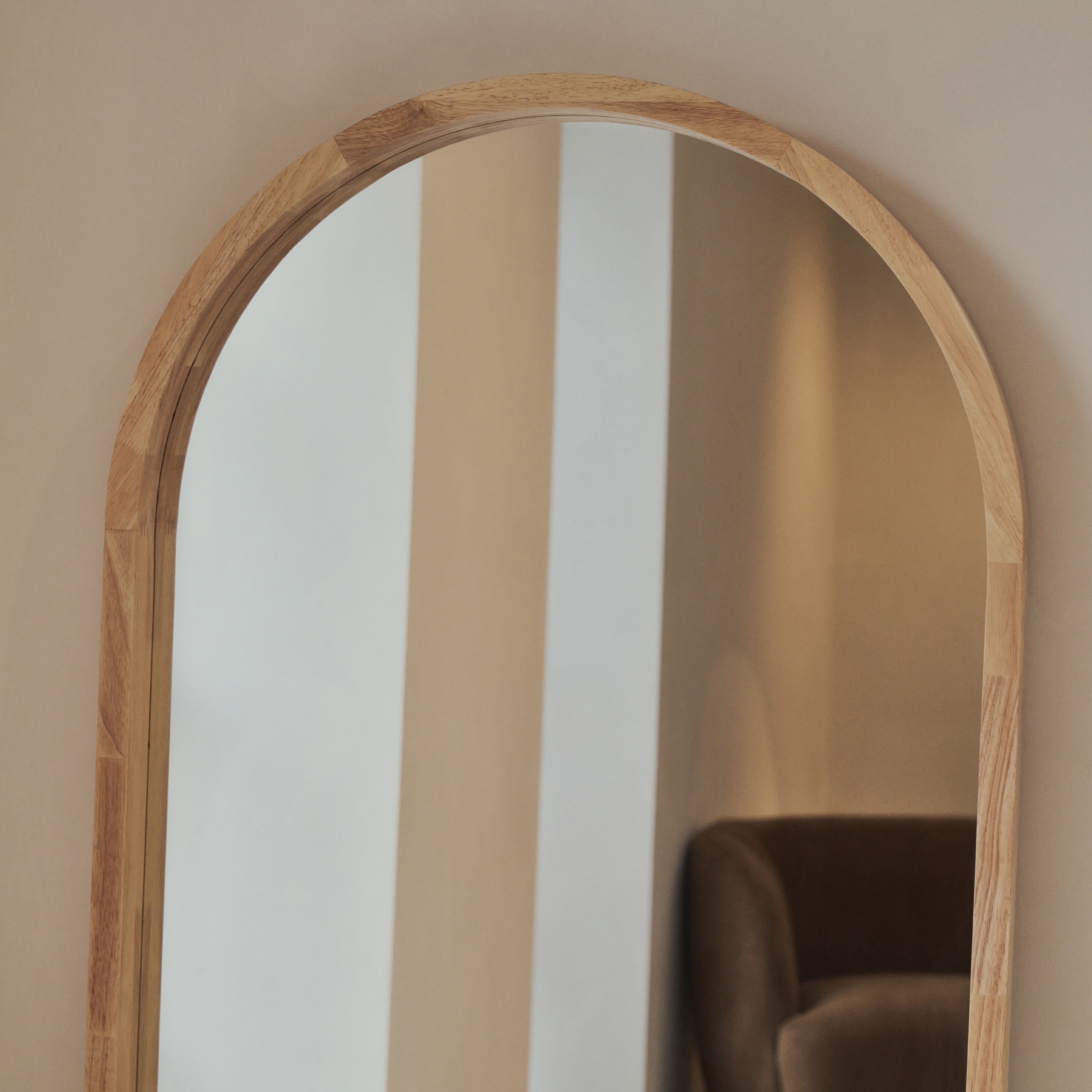 Lilia - Miroir Arqué Pleine Longueur en Bois Naturel - 170 cm x 80 cm Center Kasa