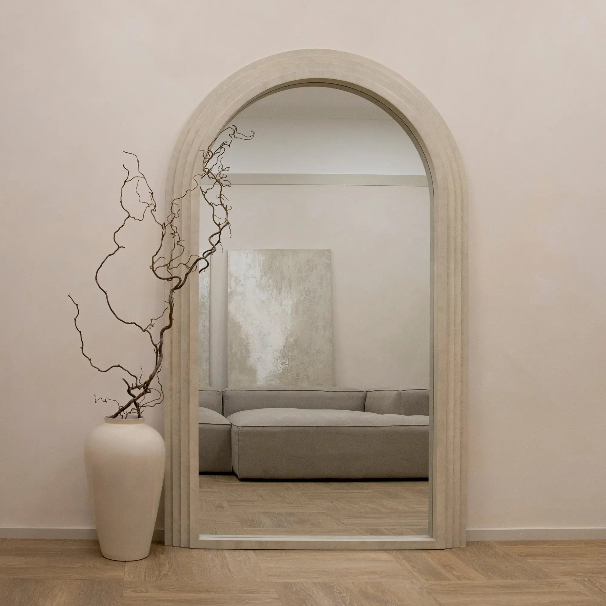 Luciana - Miroir Arqué Pleine Longueur en Béton - 180 cm x 110 cm Center Kasa