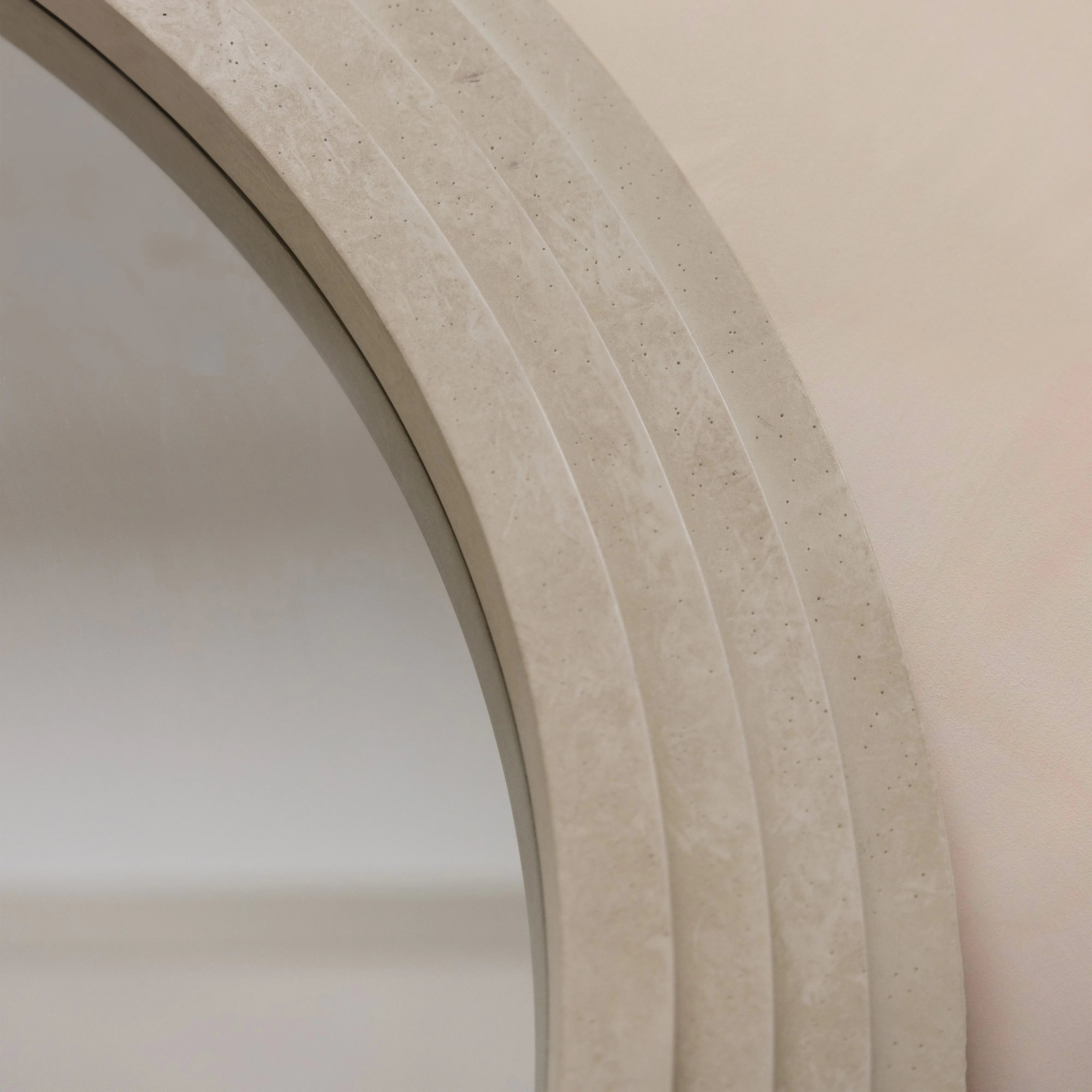 Miroir Mural Rond Luciana - Effet Béton Design - 110 cm x 110 cm Center Kasa