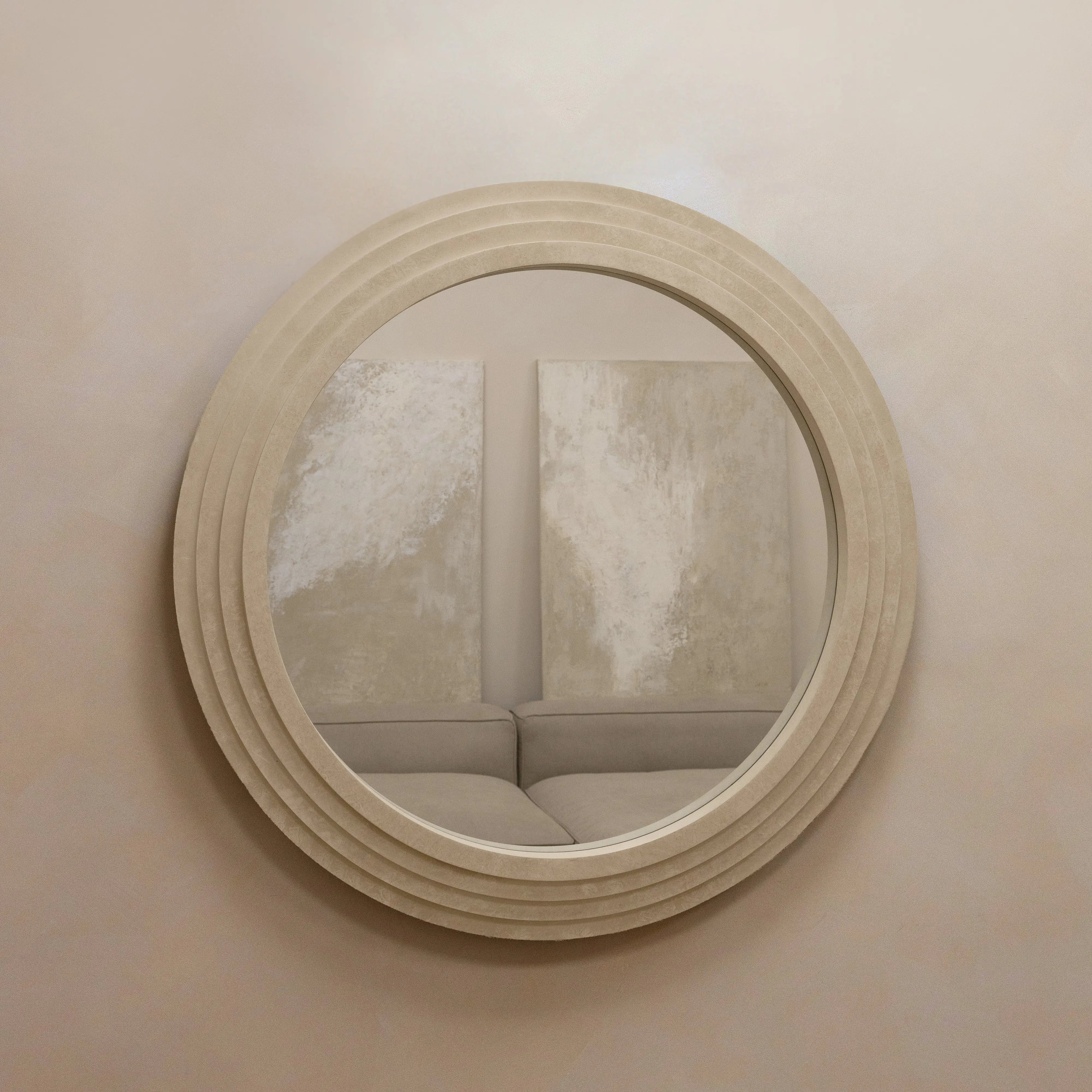 Miroir Mural Rond Luciana - Effet Béton Design - 110 cm x 110 cm Center Kasa