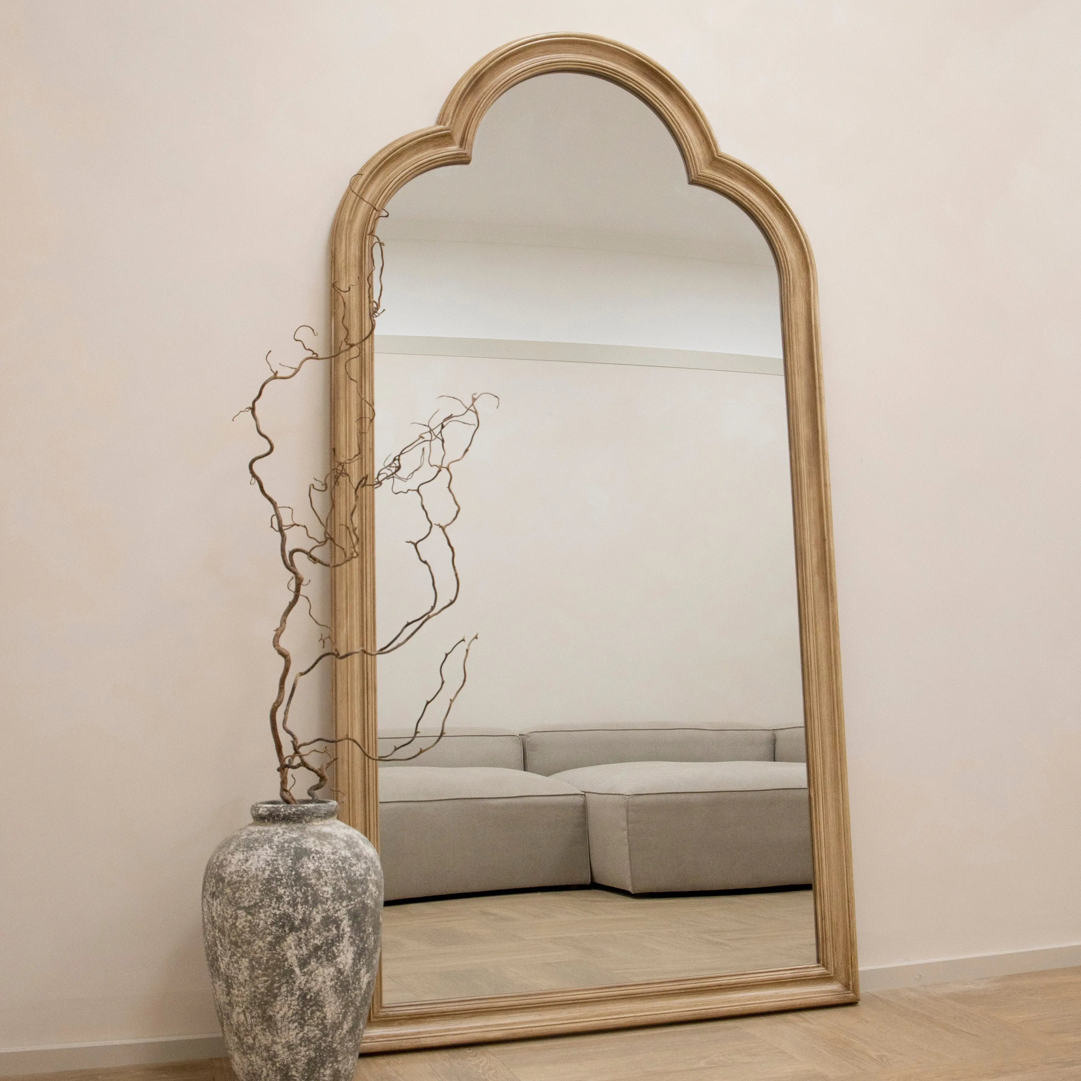 Melilla - Miroir Arqué Pleine Longueur en Bois Lavé - 190 cm x 99 cm Center Kasa
