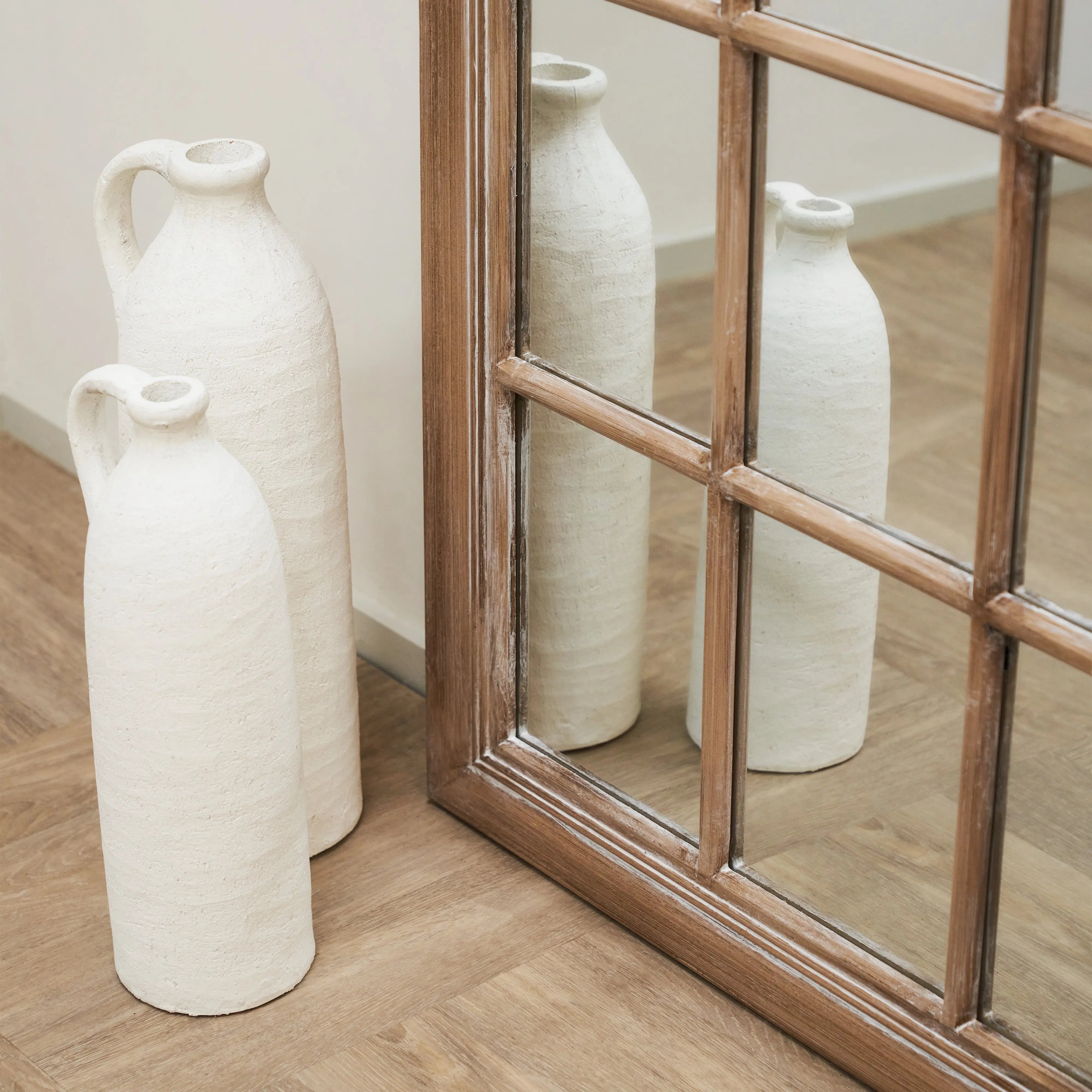 Sasha - Miroir de Fenêtre Pleine Longueur en Chêne Shabby Chic (180 cm x 100 cm) Center Kasa