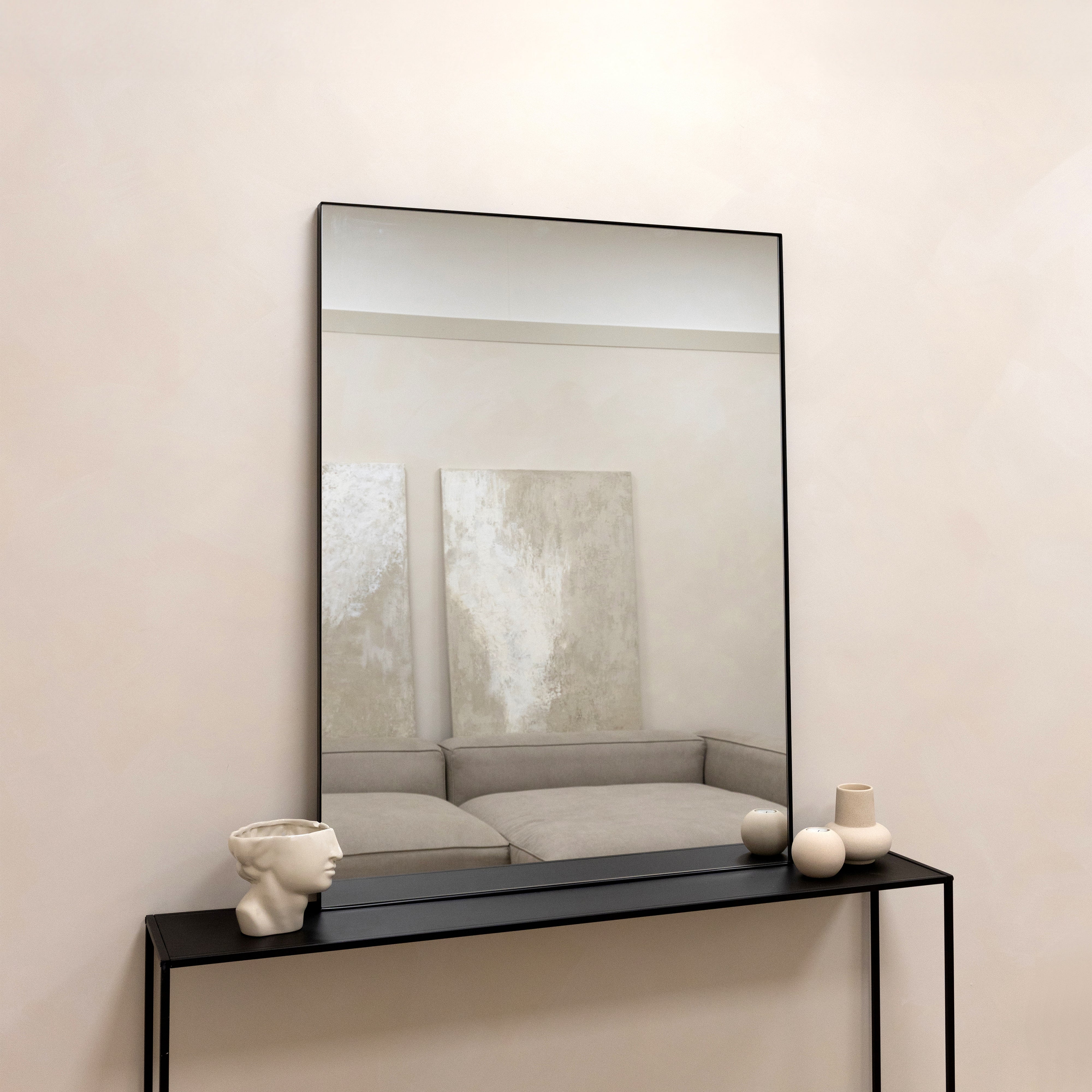 Miroir Mural Rectangulaire Theo en Métal Noir - 120 cm x 90 cm Center Kasa