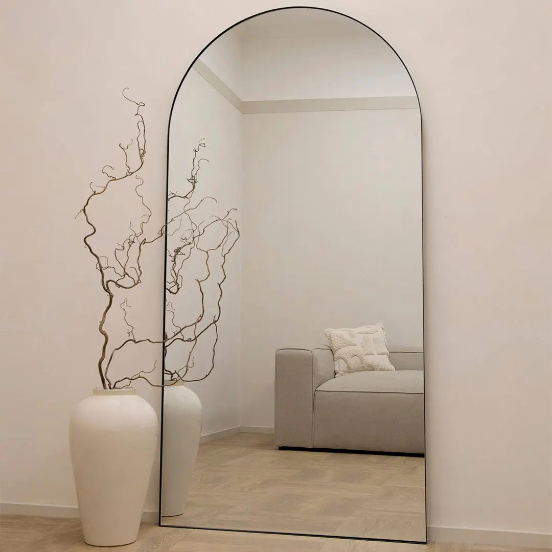 Miroir Arqué Pleine Longueur Theo - Cadre en Métal Noir - 180 cm x 90 cm Center Kasa