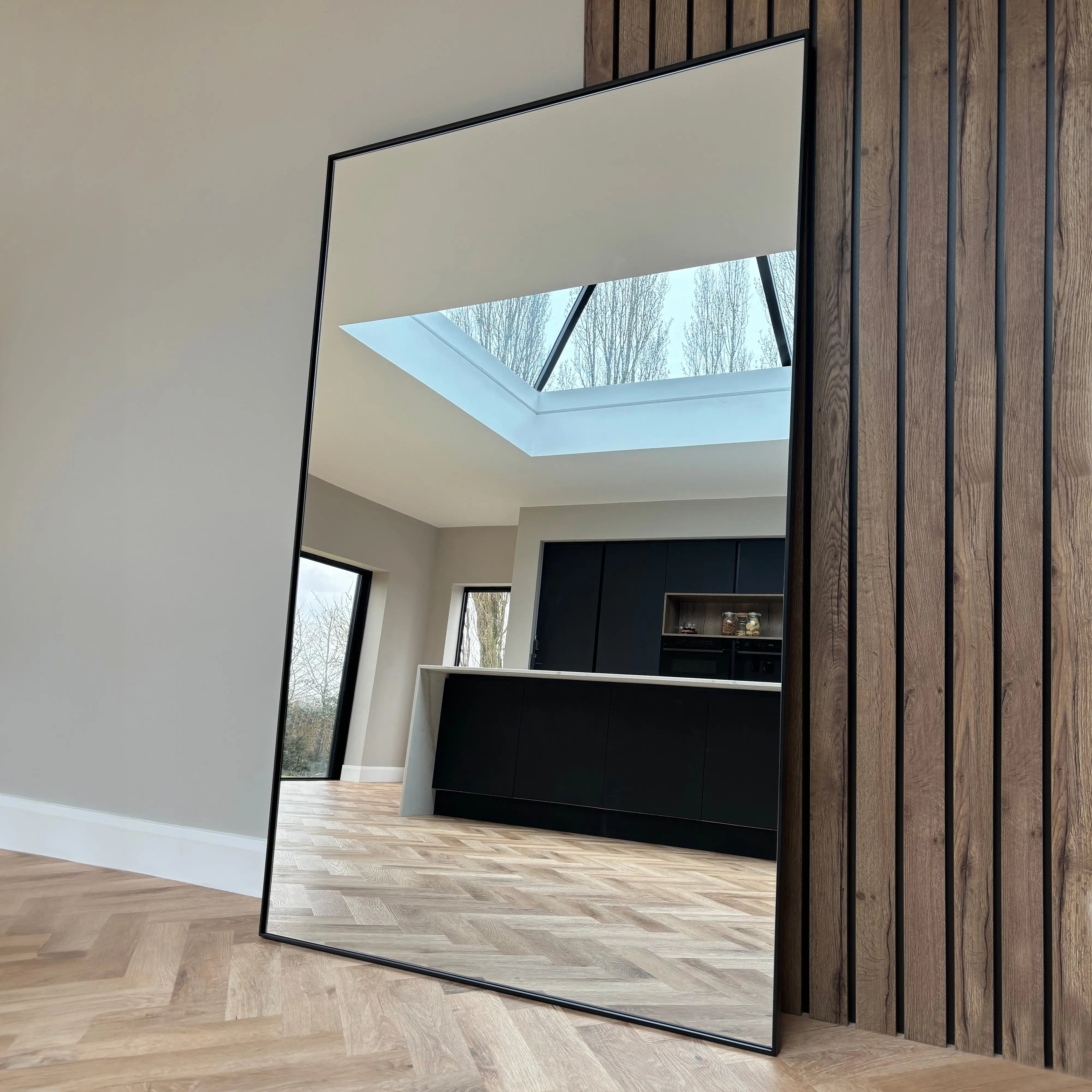 Theo - Grand Miroir Mural Industriel en Métal Noir - 190 cm x 120 cm Center Kasa