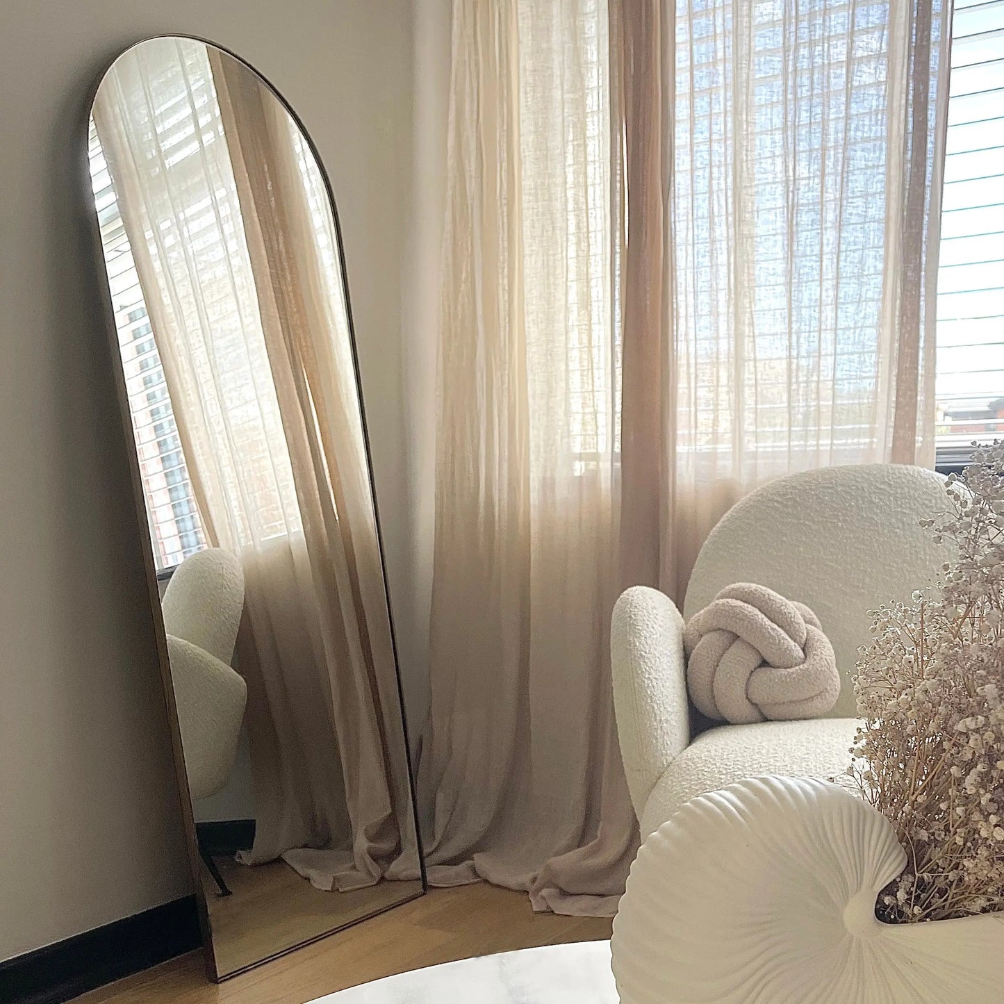 Miroir Arqué Pleine Longueur Theo - Cadre en Métal Doré Vintage - 160 x 50 cm Center Kasa