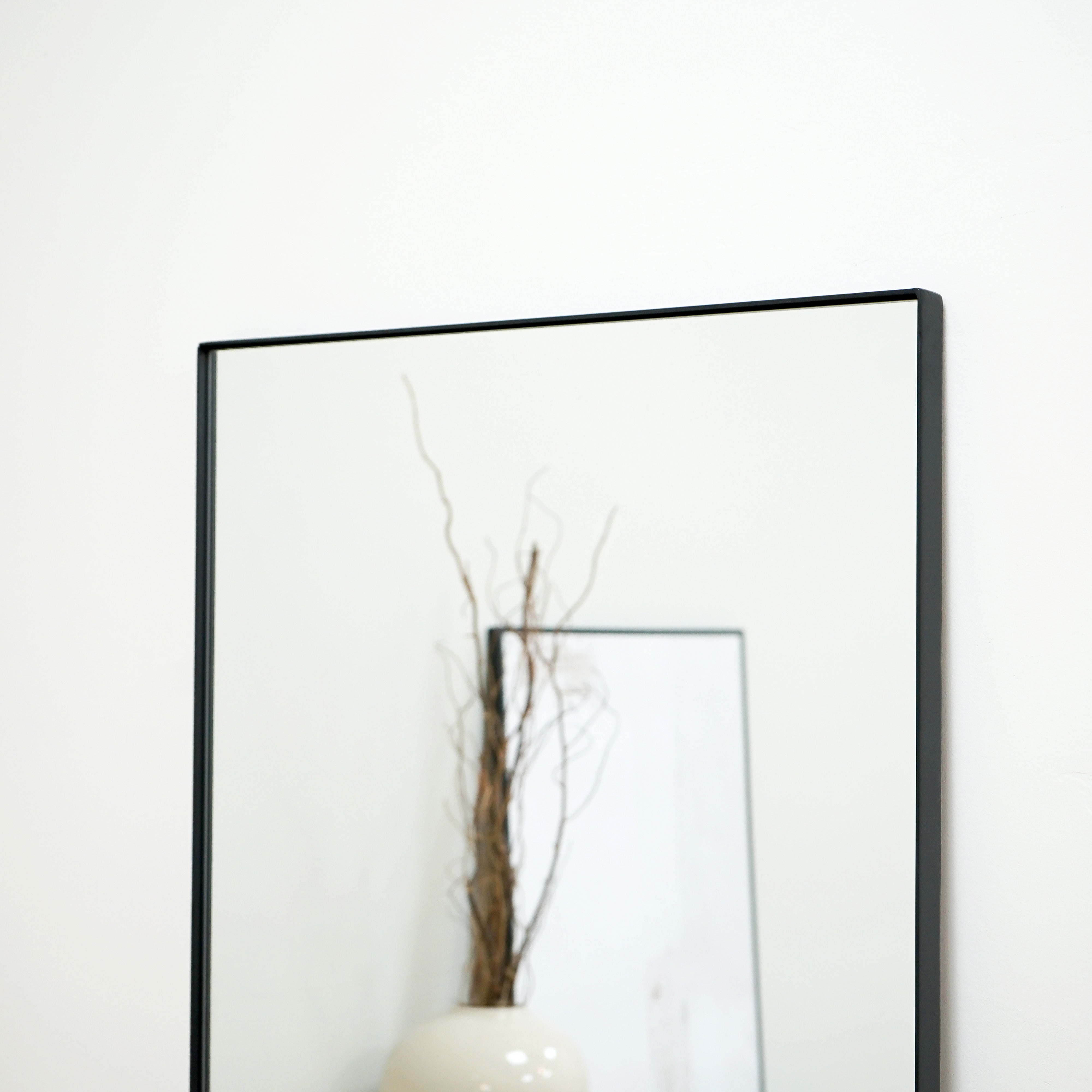 Theo - Grand Miroir Rectangulaire Design Industriel en Métal Noir - 179 x 60 cm Center Kasa