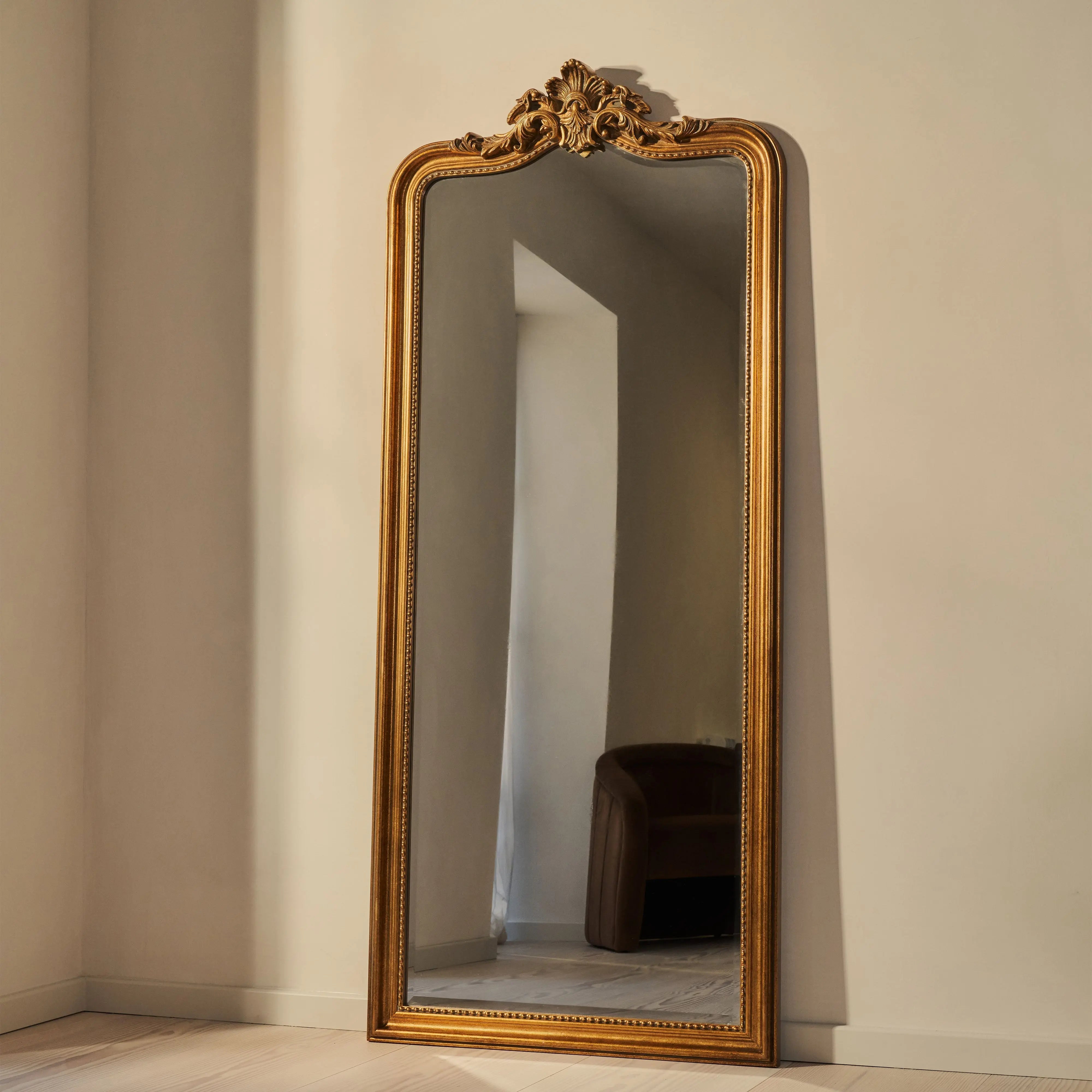 James - Miroir Arqué Doré de Pleine Longueur Style Baroque - 189 cm x 80 cm Center Kasa