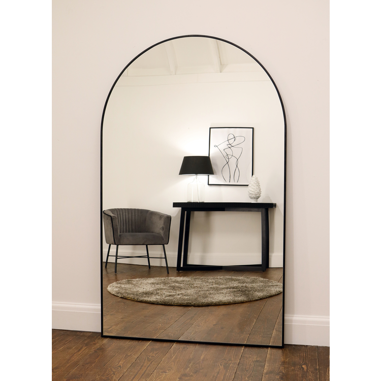 Miroir Arqué XXL en Métal Noir - Style Minimaliste 180 cm x 110 cm Center Kasa