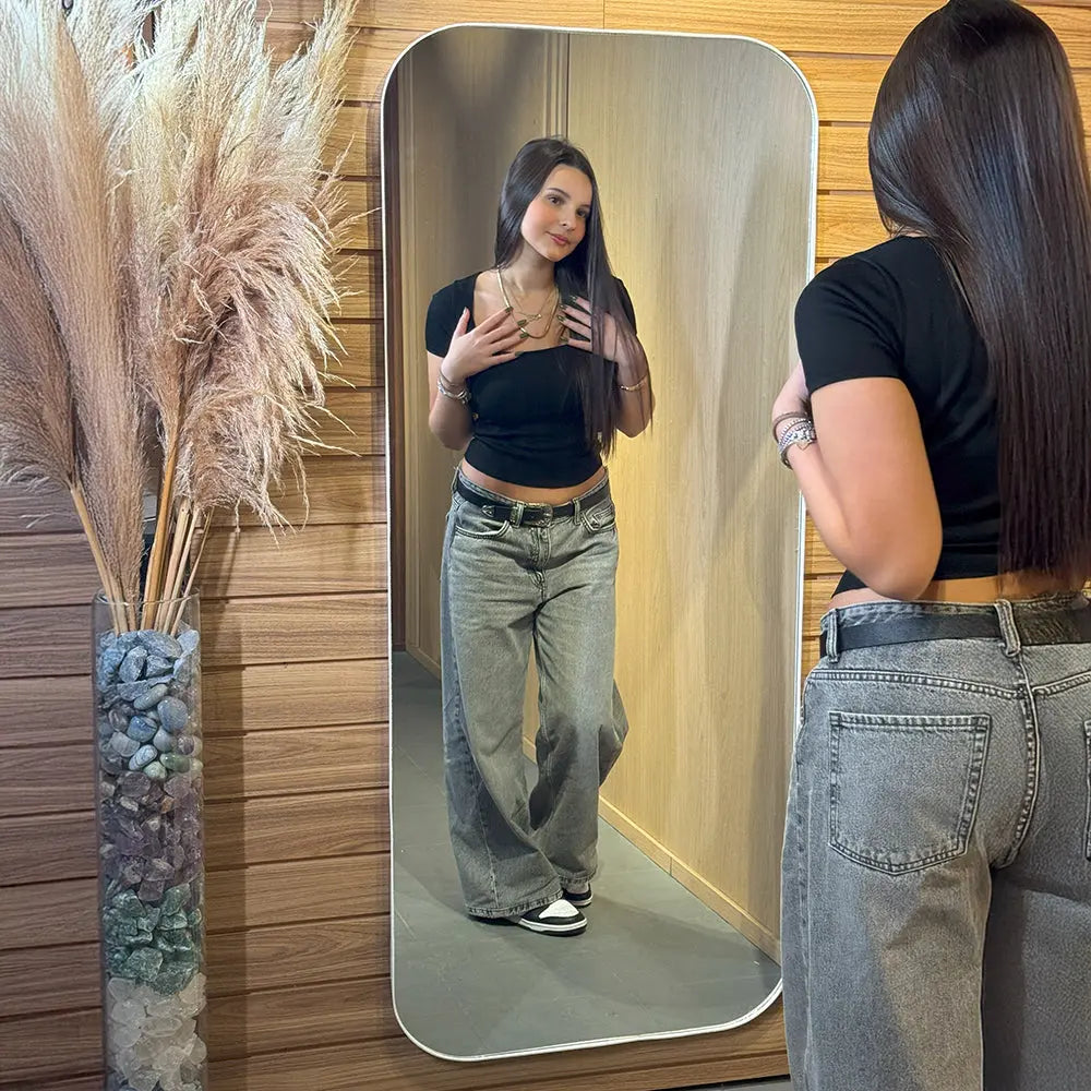 Miroir rectangulaire en pied aux bords arrondis, 160 x 70 cm Center Kasa