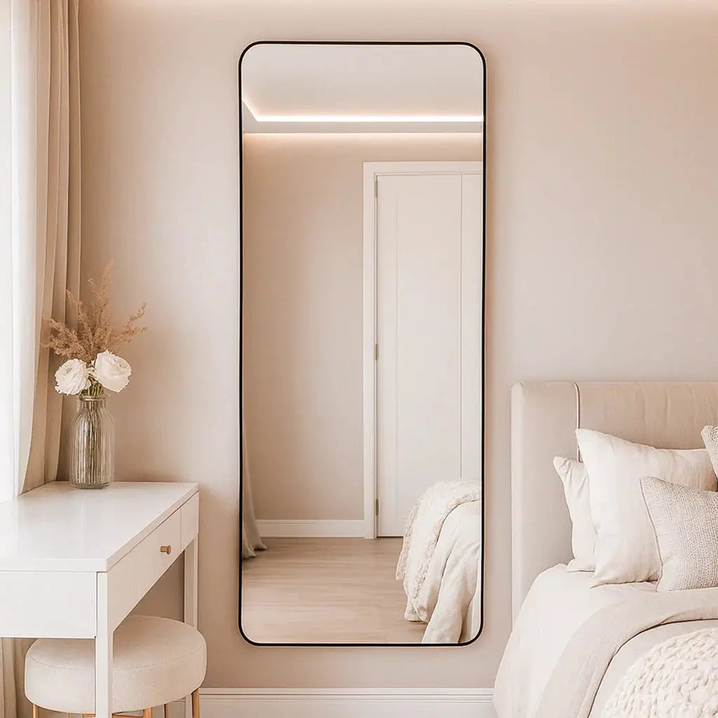 Miroir rectangulaire en pied aux bords arrondis, 160 x 70 cm Center Kasa