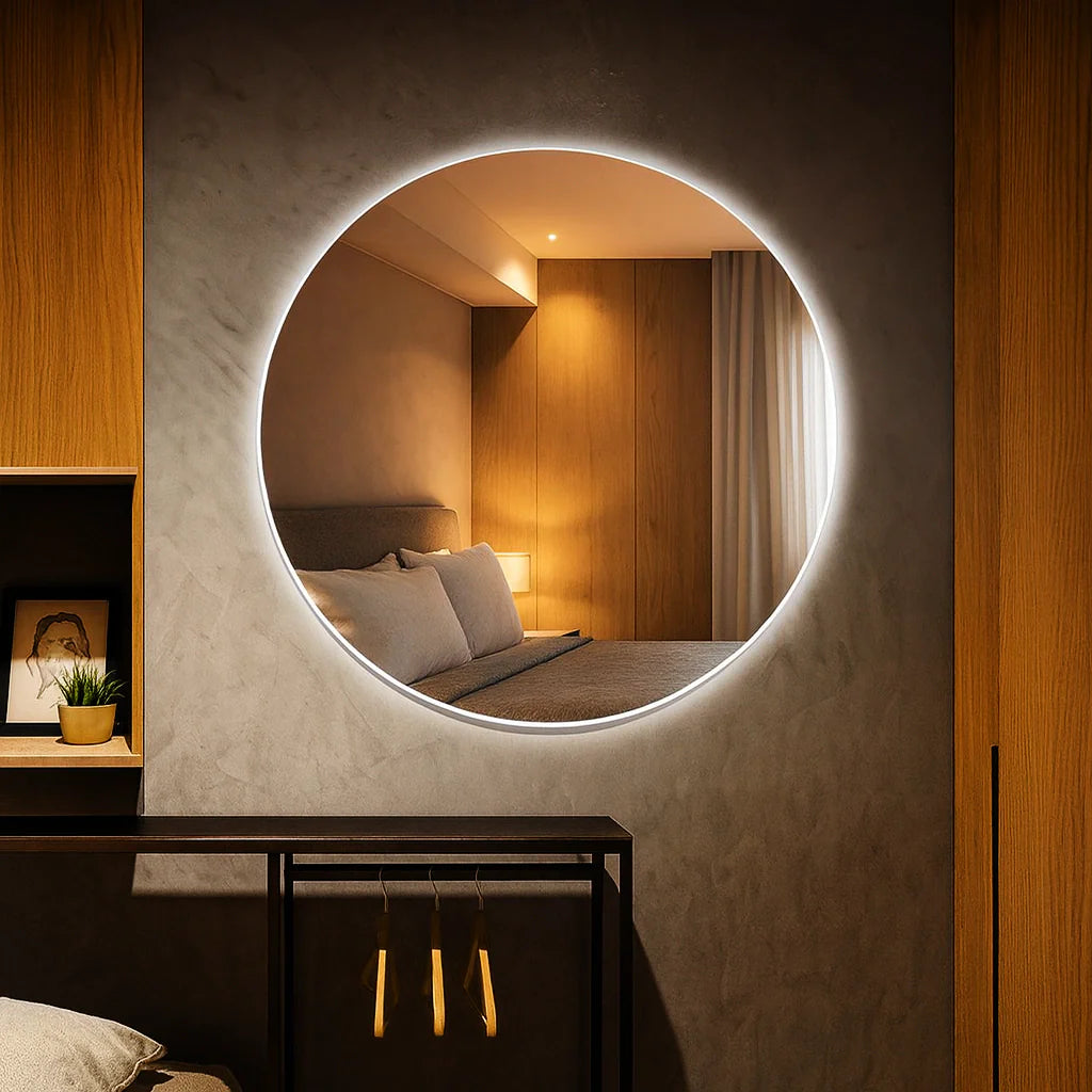 Miroir rond étroit avec LED Center Kasa