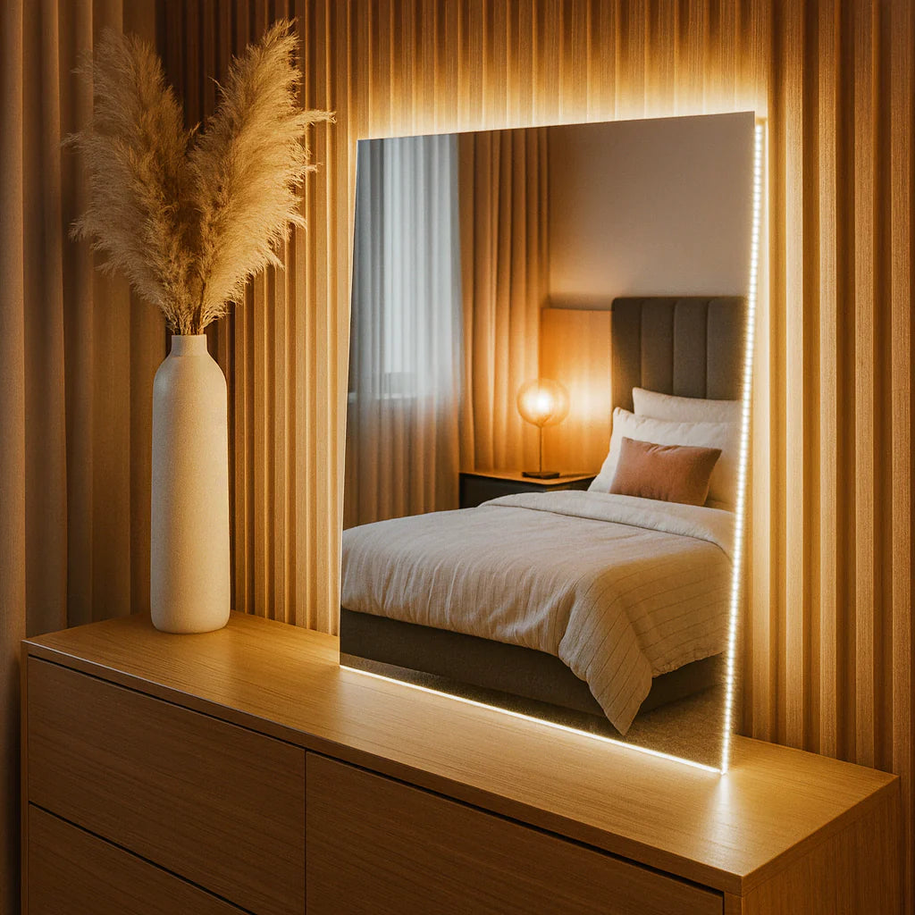 Miroir carré étroit avec LED Center Kasa