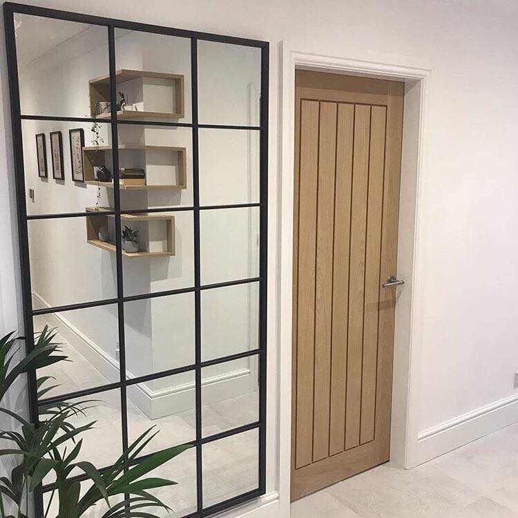 Brooklyn - Miroir Fenêtre Pleine Longueur en Métal Noir Mat - 180 x 90 cm Center Kasa