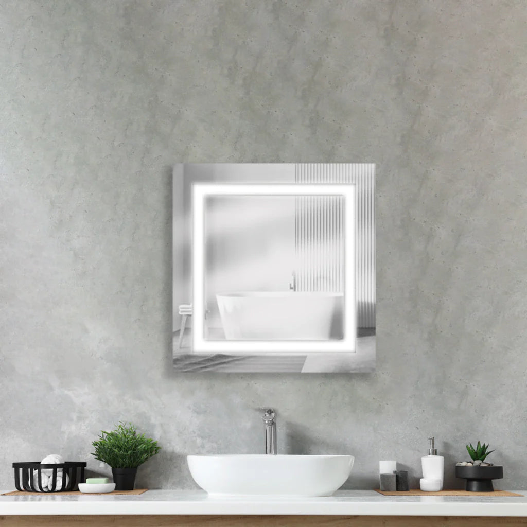 Miroir carré givré avec éclairage LED Center Kasa