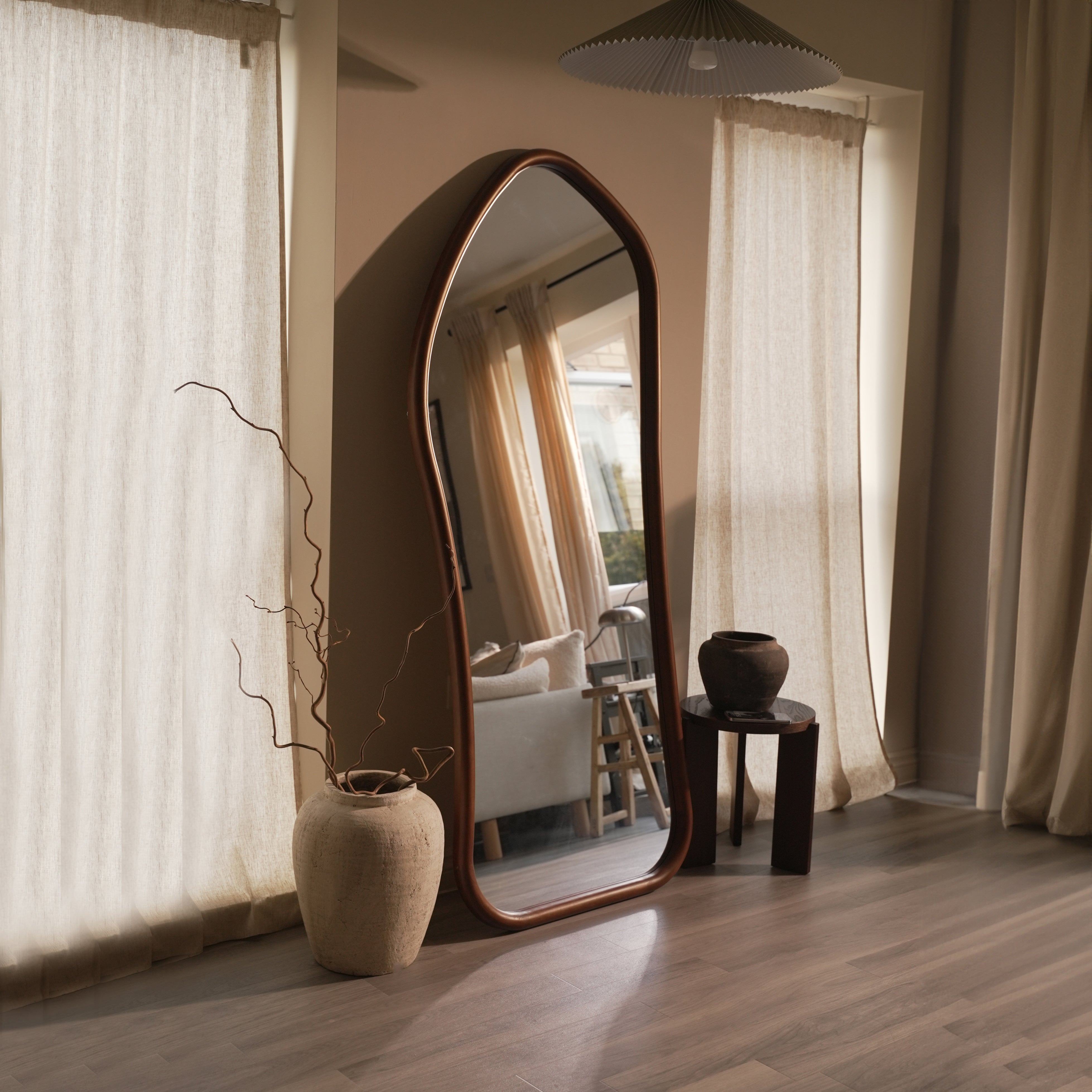 Aaliyah - Miroir Irrégulier Pleine Longueur en Bois Foncé, 180 x 80 cm Center Kasa