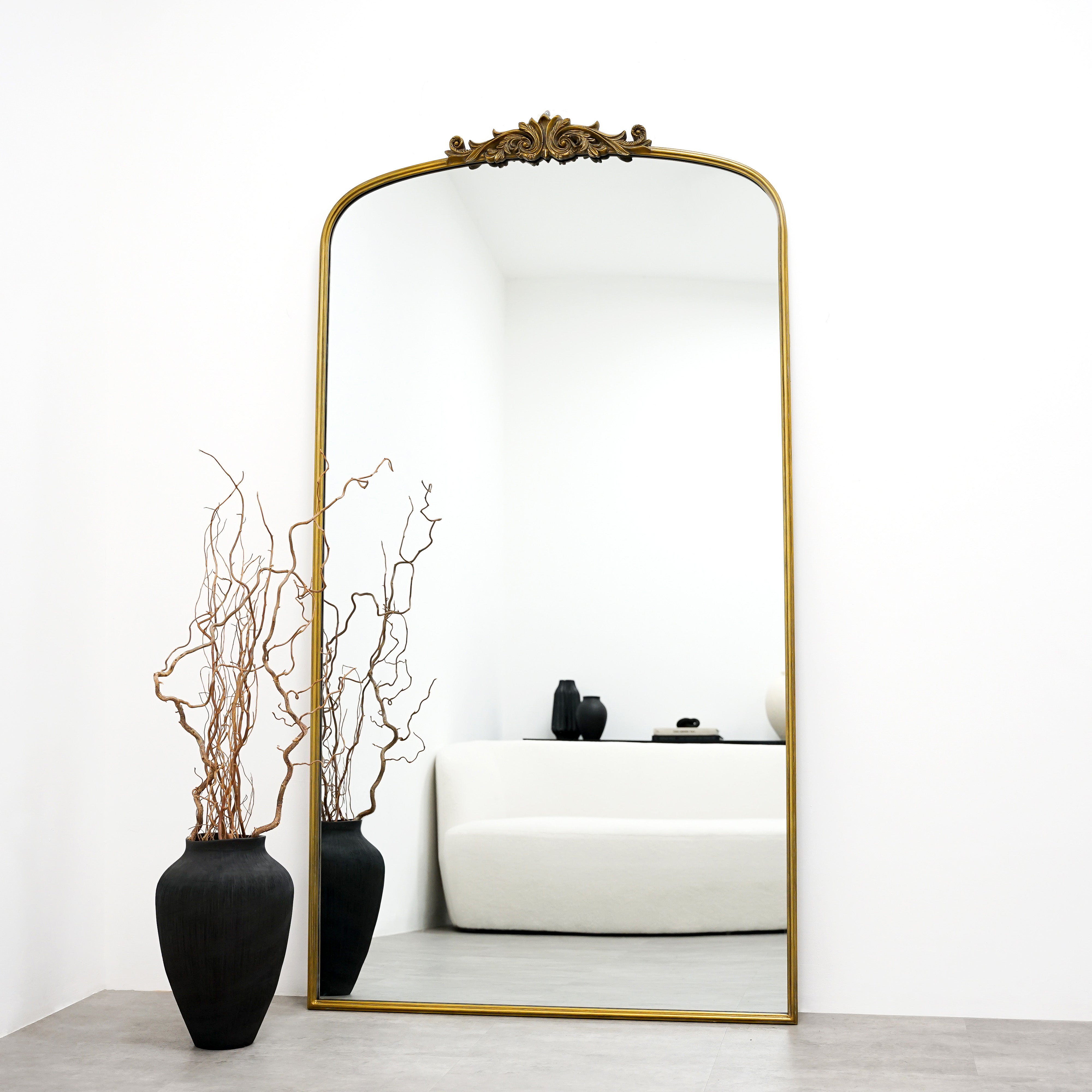 Amelia - Miroir Arqué Pleine Longueur en Métal Doré - 186 cm x 100 cm Center Kasa