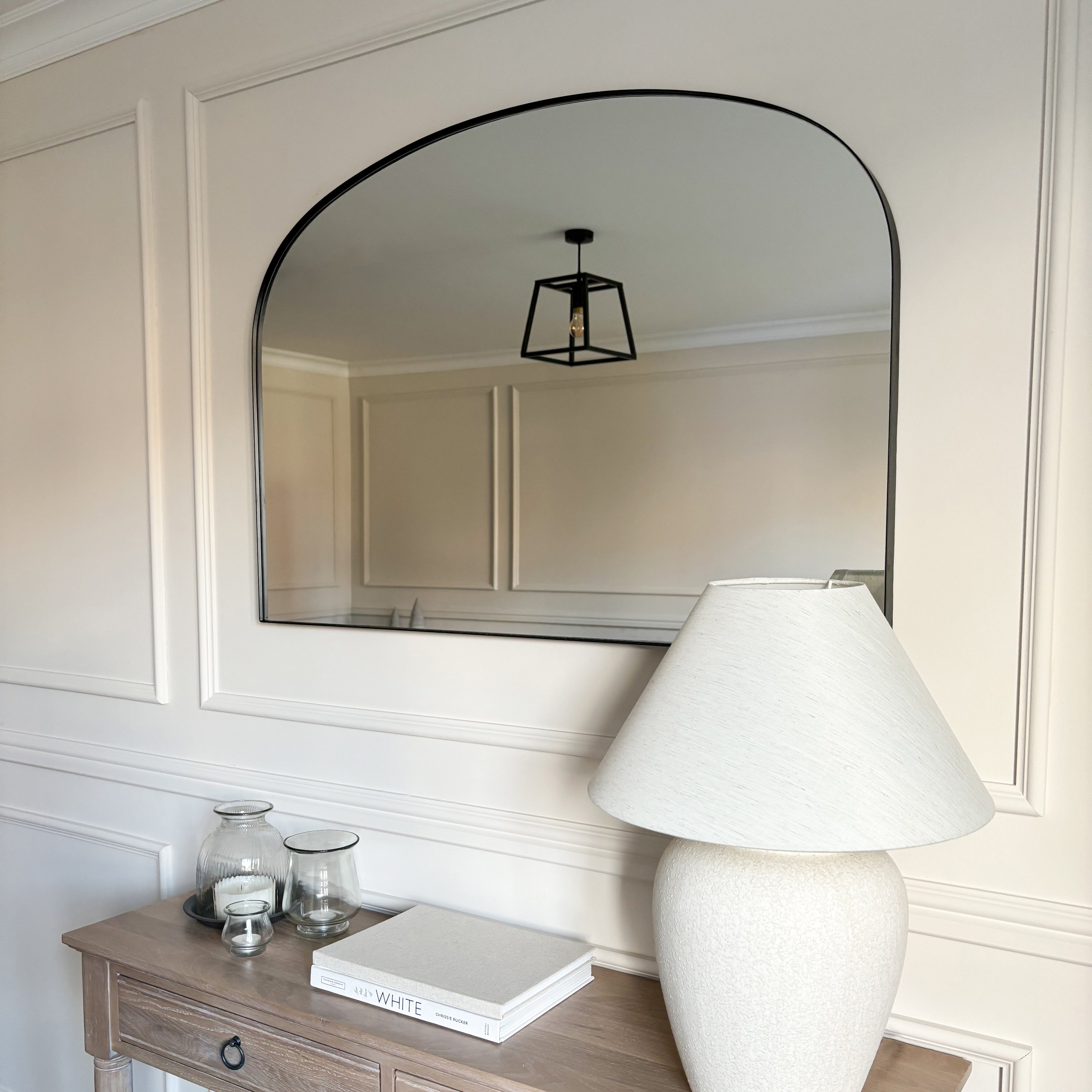 Aria - Miroir Mural sur Cheminée en Métal Noir Mat - 100 x 70 cm Center Kasa