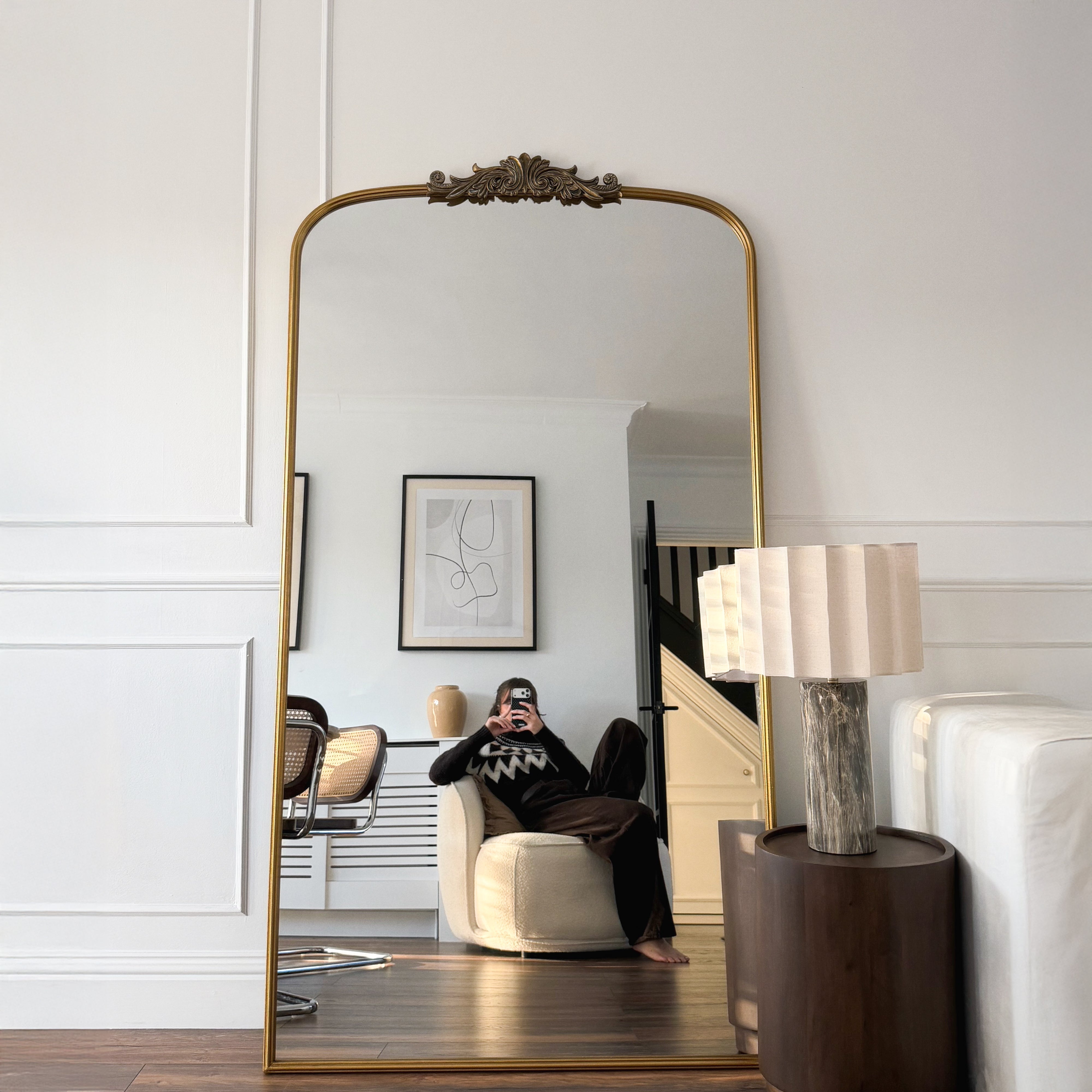 Amelia - Miroir Arqué Pleine Longueur en Métal Doré - 186 cm x 100 cm Center Kasa