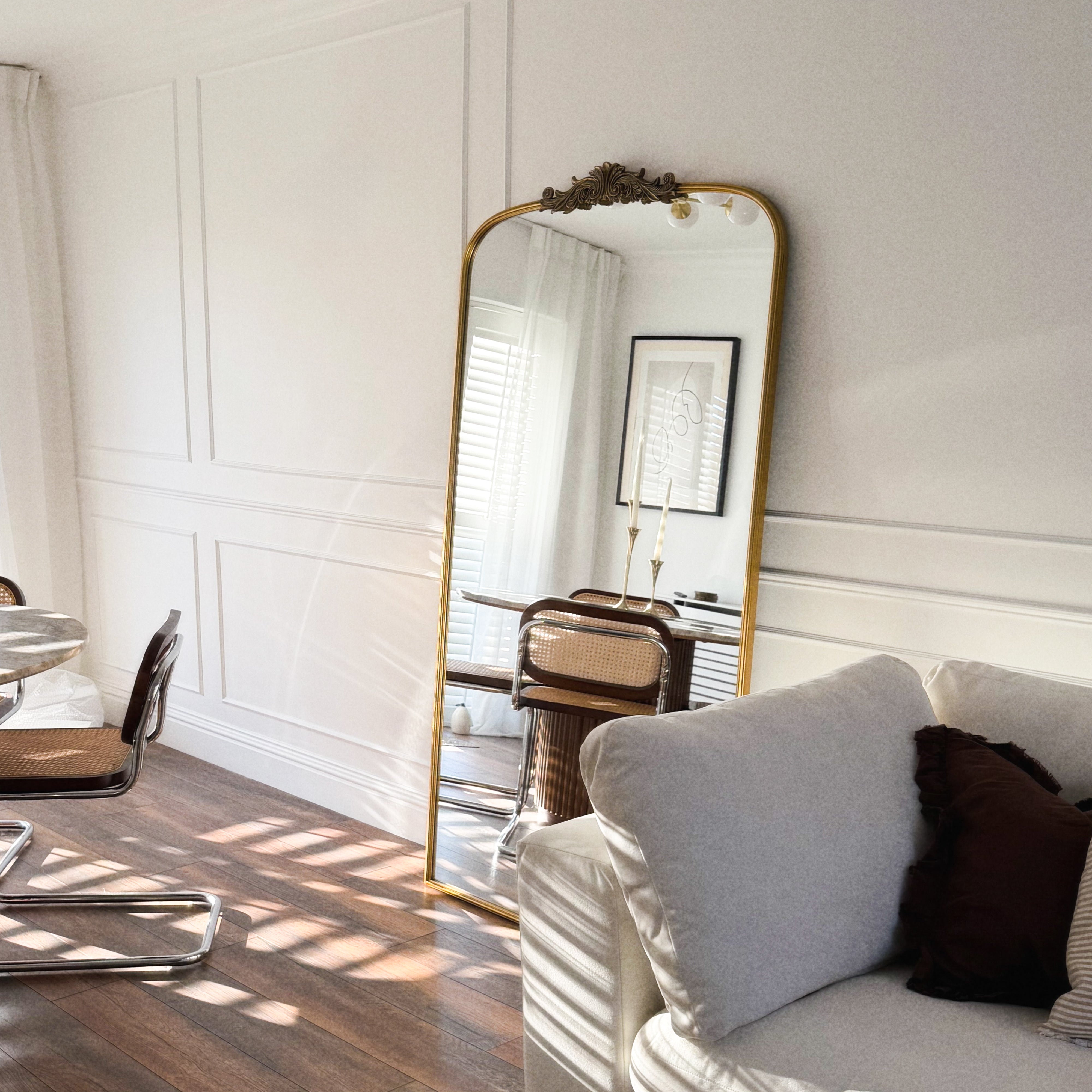 Amelia - Miroir Arqué Pleine Longueur en Métal Doré - 186 cm x 100 cm Center Kasa