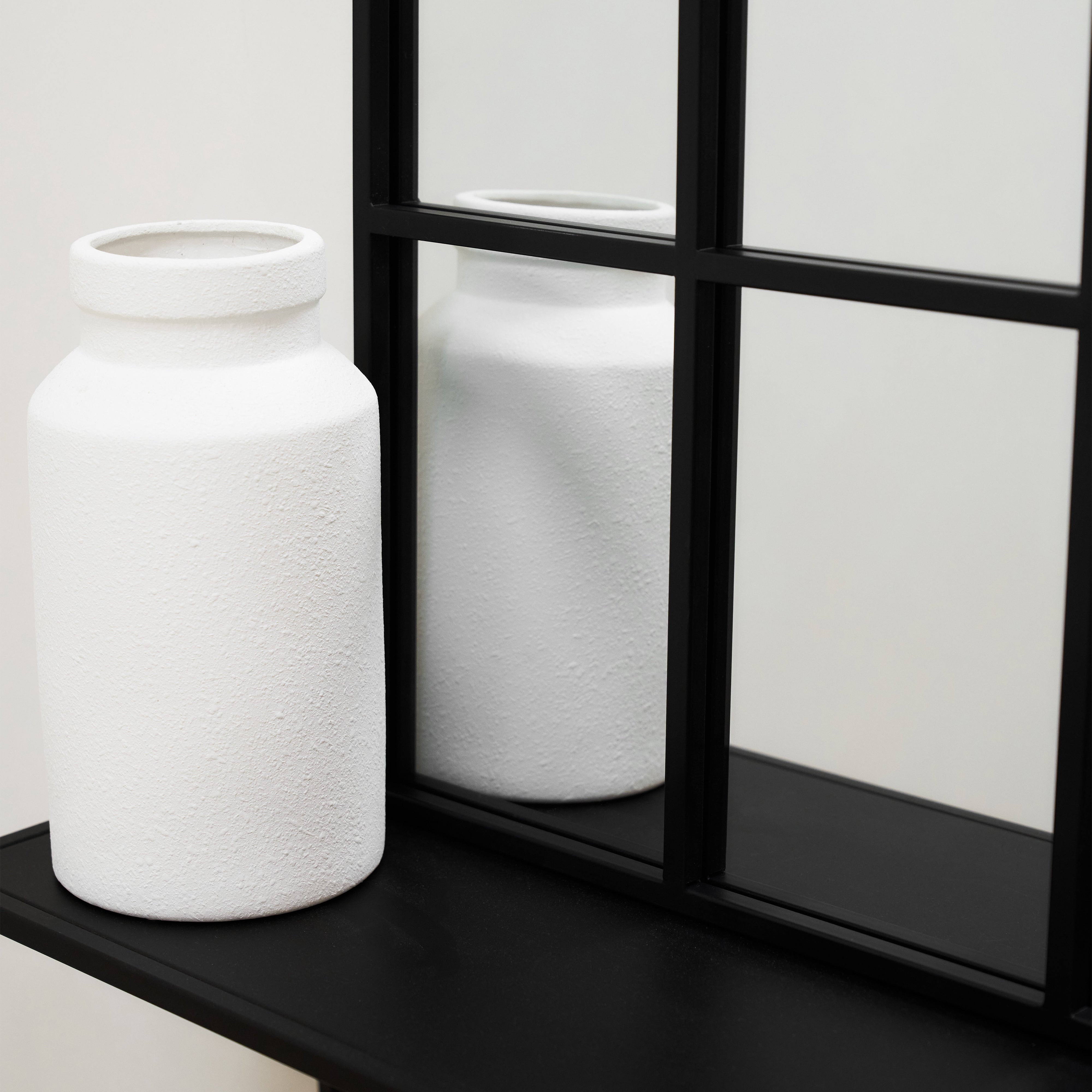 Miroir de Fenêtre Arqué en Métal Noir de Style Industriel - 120 cm x 80 cm Center Kasa