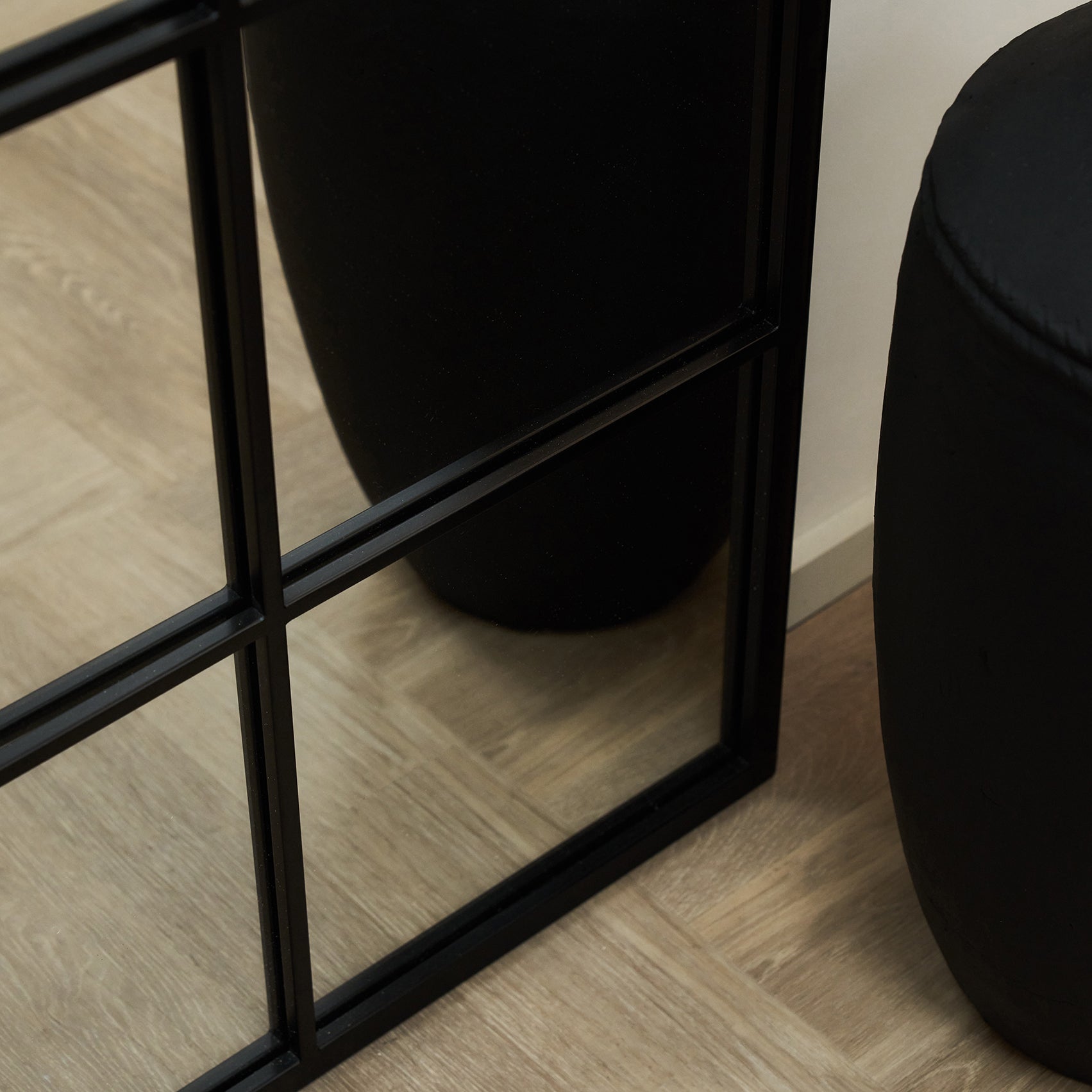 Miroir Arqué Brooklyn - Grand Miroir Mural et de Jardin Industriel en Métal Noir - 200 cm x 120 cm Center Kasa