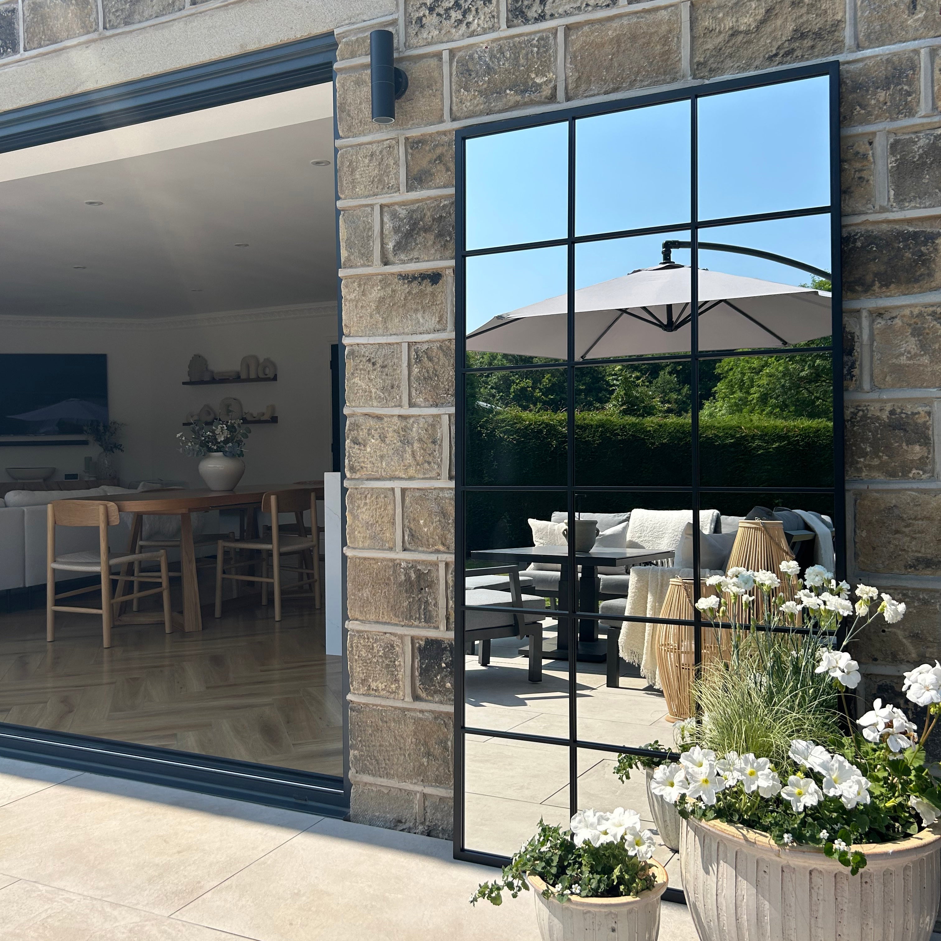 Brooklyn - Miroir Fenêtre Pleine Longueur en Métal Noir Mat - 180 x 90 cm Center Kasa