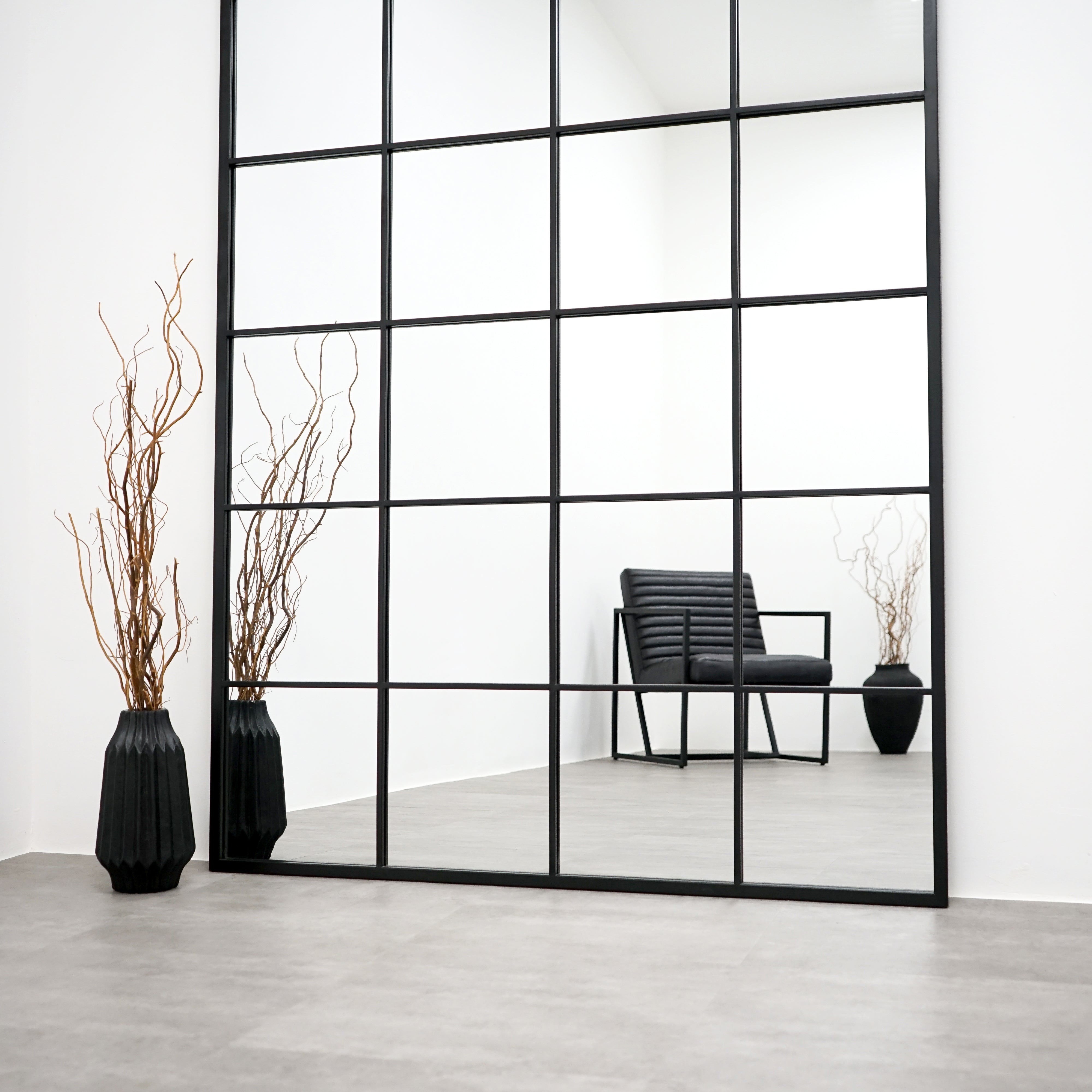 Miroir Brooklyn Noir Pleine Longueur en Métal - Design Verrière Industrielle - 210 cm x 120 cm Center Kasa