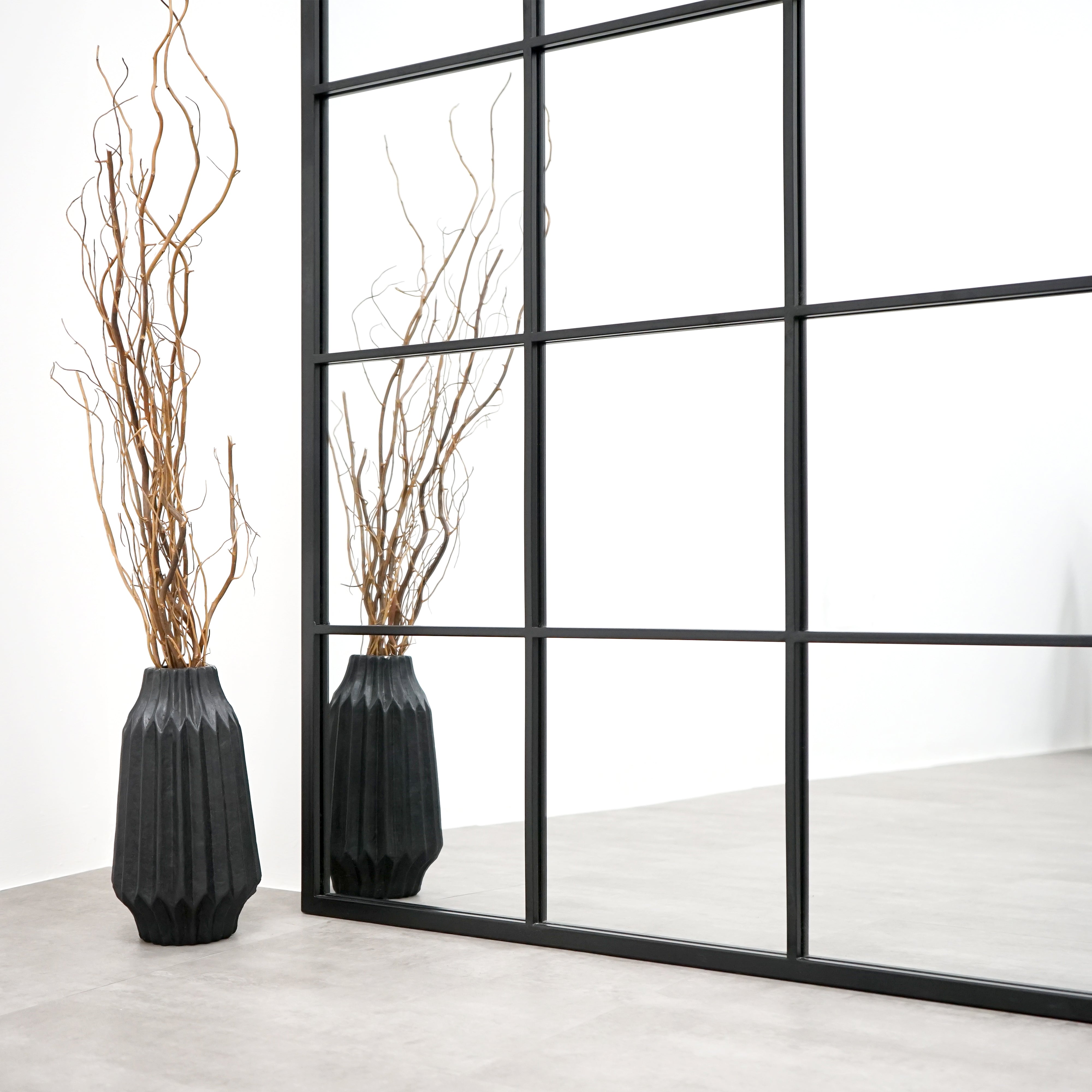 Miroir Brooklyn Noir Pleine Longueur en Métal - Design Verrière Industrielle - 210 cm x 120 cm Center Kasa