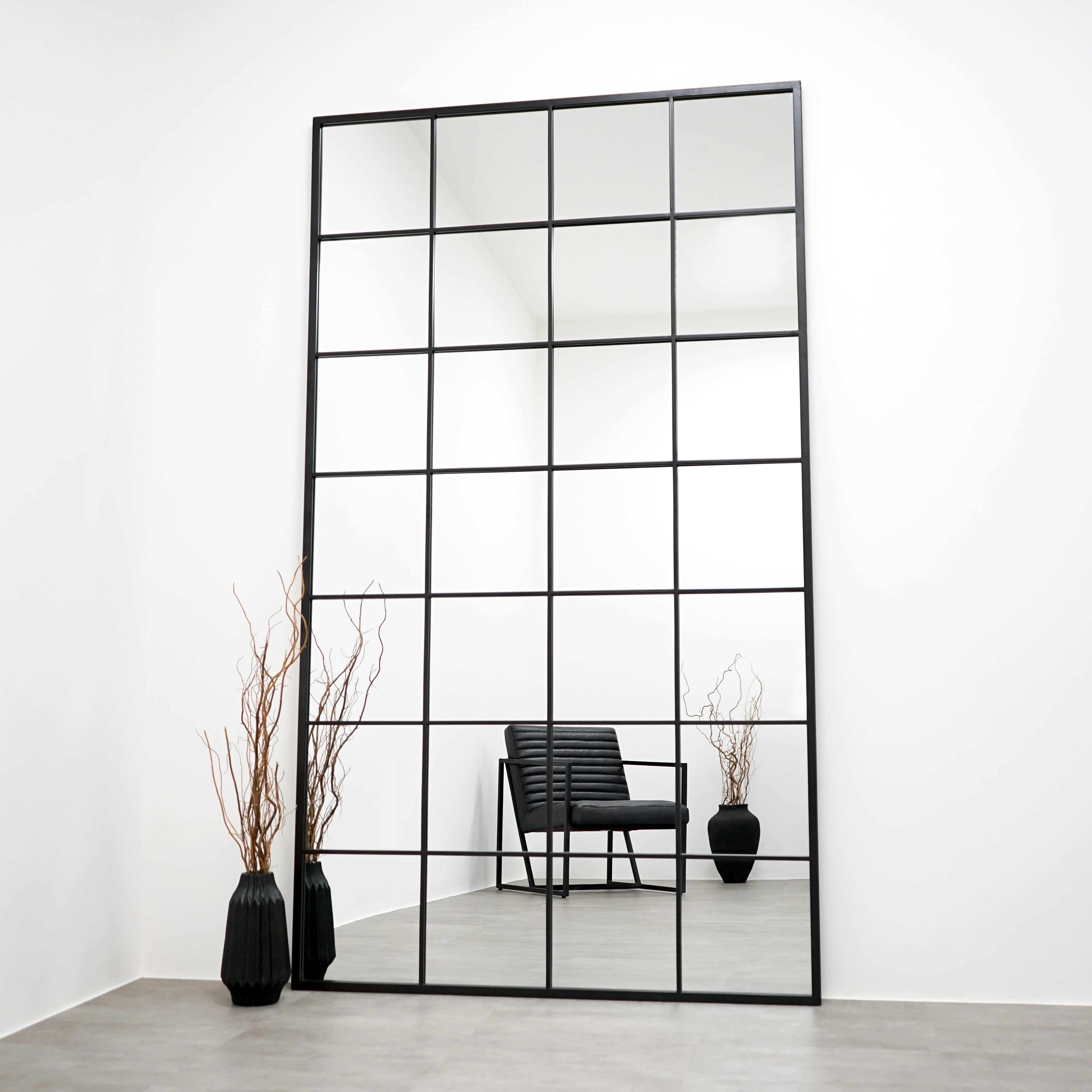 Miroir Brooklyn Noir Pleine Longueur en Métal - Design Verrière Industrielle - 210 cm x 120 cm Center Kasa