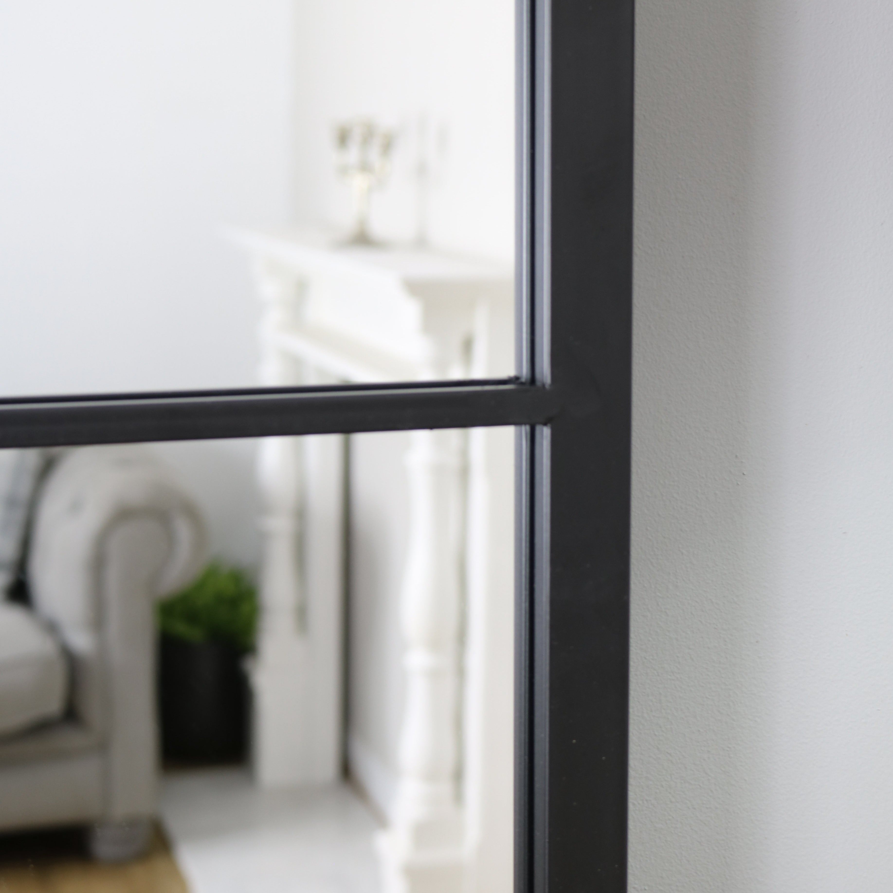 Miroir Mural Industriel Style Verrière Brooklyn - Métal Noir Mat 120 x 80 cm Center Kasa