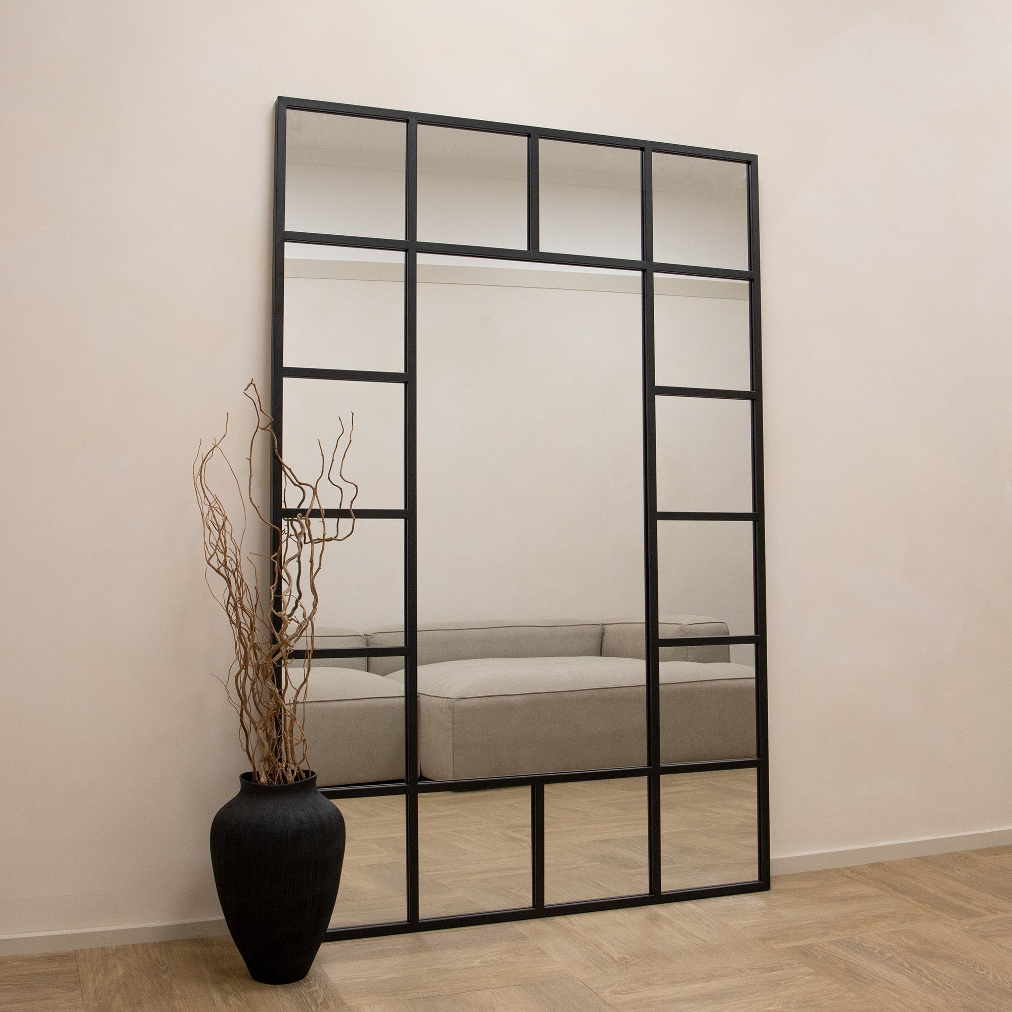 Miroir de Fenêtre Industriel Camden - Métal Noir Mat - 179 cm x 119 cm Center Kasa