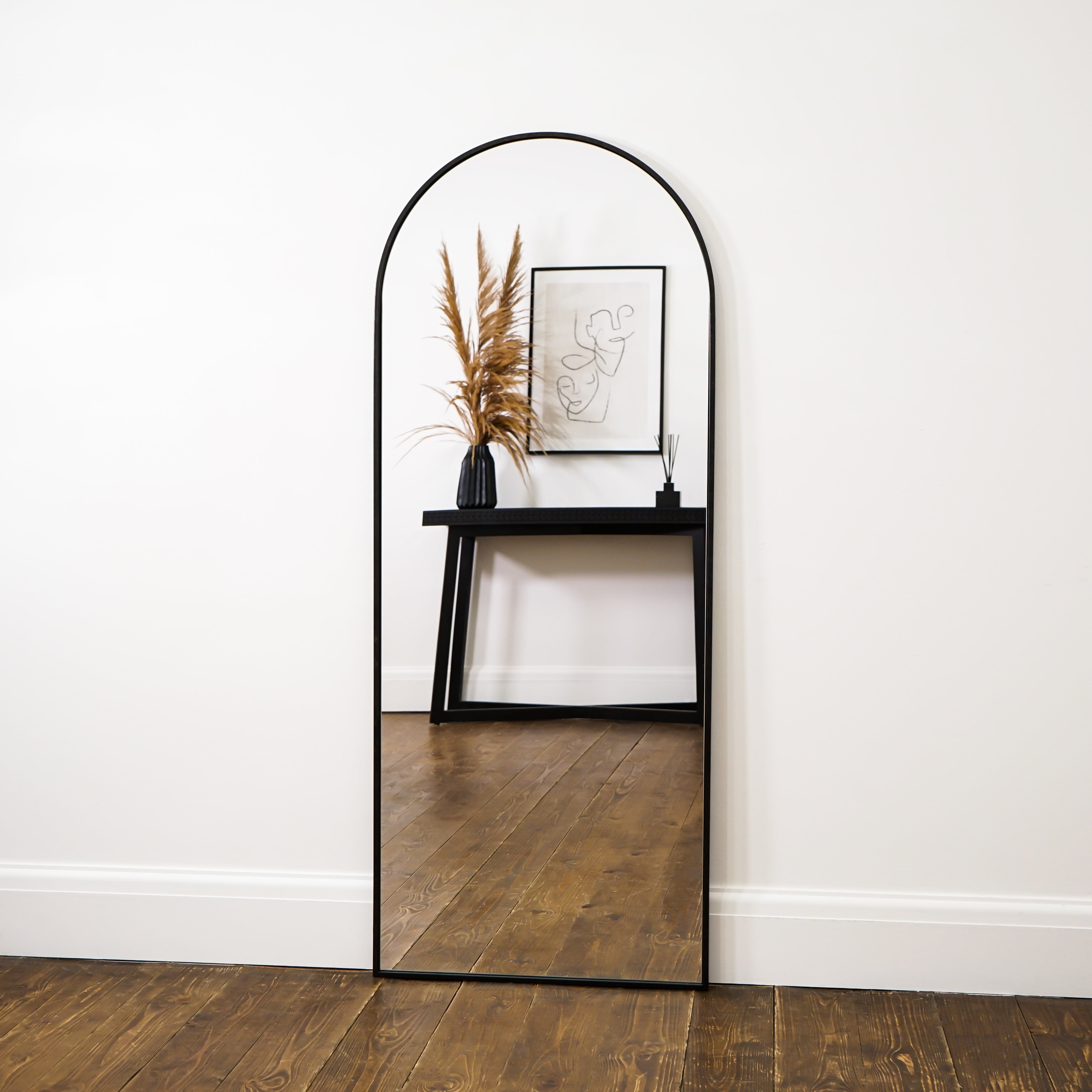 Miroir Arqué Noir Liberty - Pleine Longueur en Métal - 160 cm x 60 cm Center Kasa
