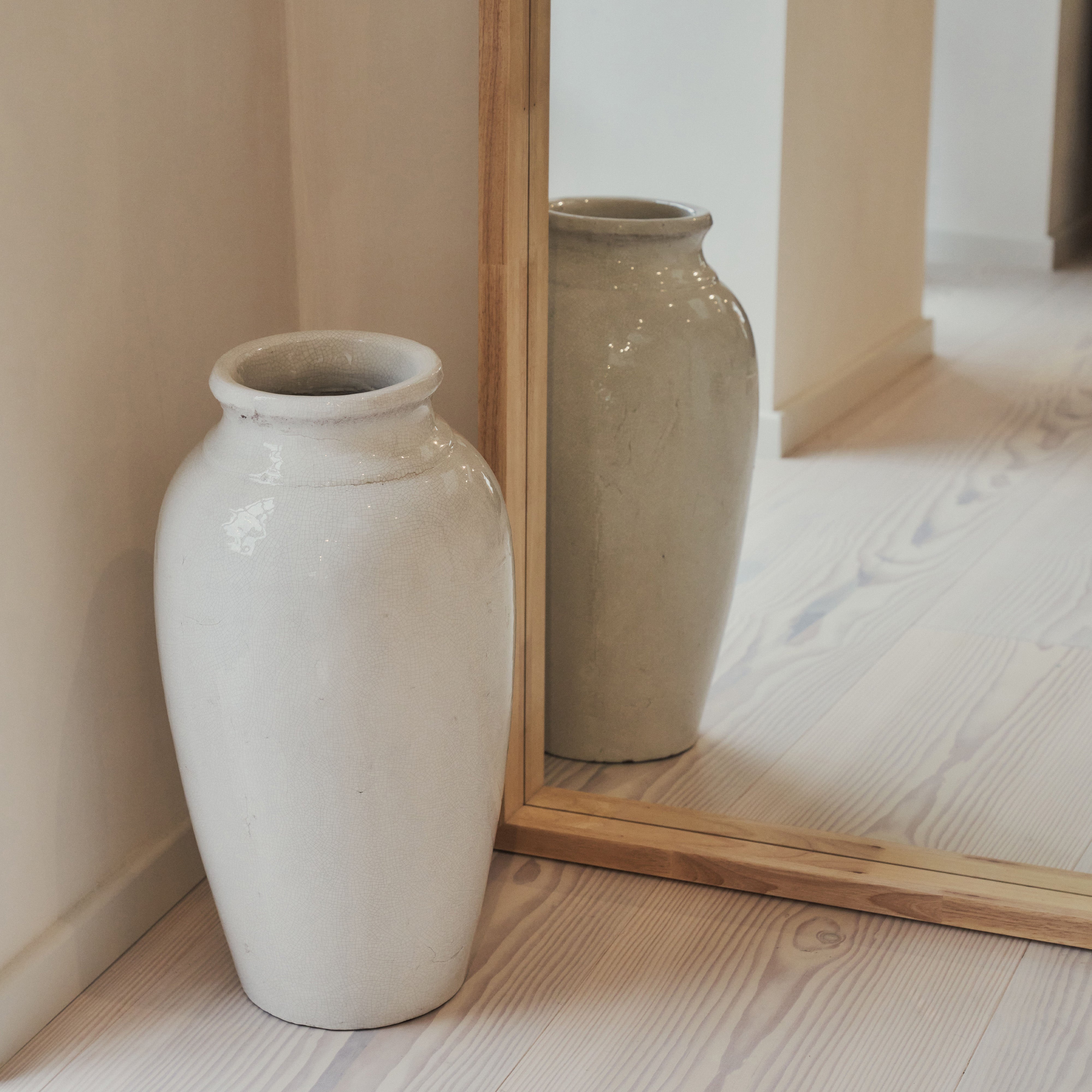 Lilia - Miroir Arqué Pleine Longueur en Bois Naturel - 170 cm x 80 cm Center Kasa