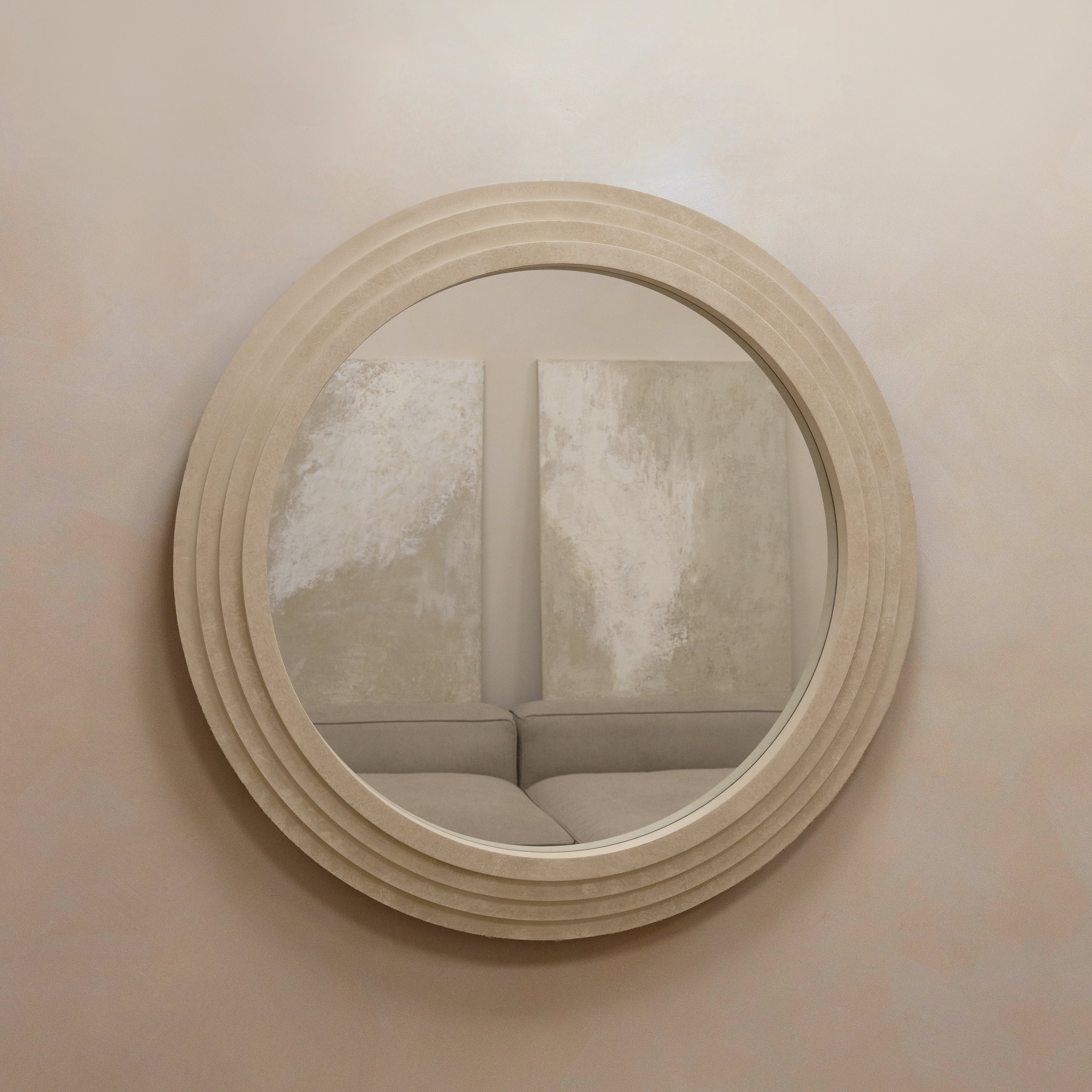 Miroir Mural Rond Luciana - Effet Béton Design - 110 cm x 110 cm Center Kasa