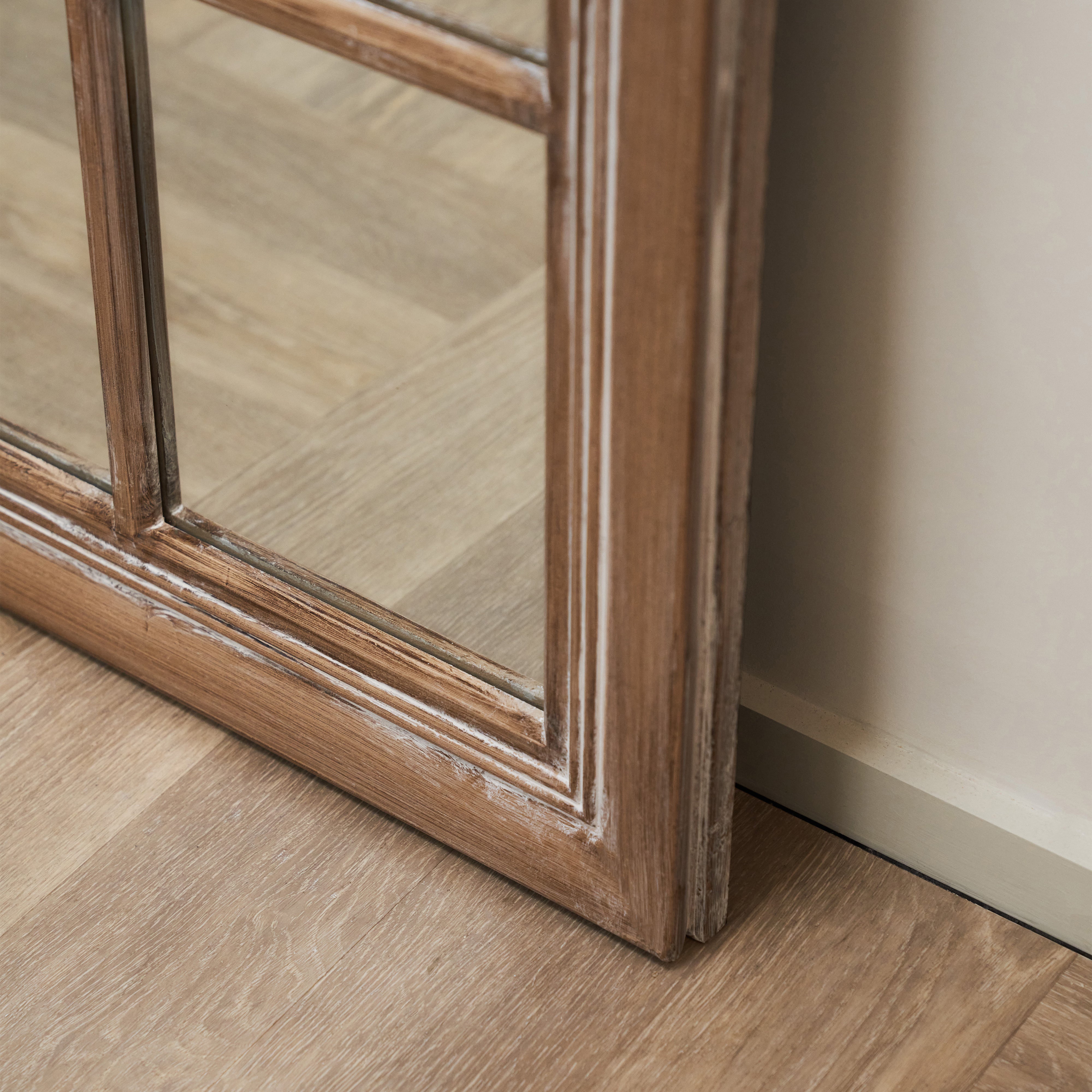 Sasha - Miroir de Fenêtre Pleine Longueur en Chêne Shabby Chic (180 cm x 100 cm) Center Kasa